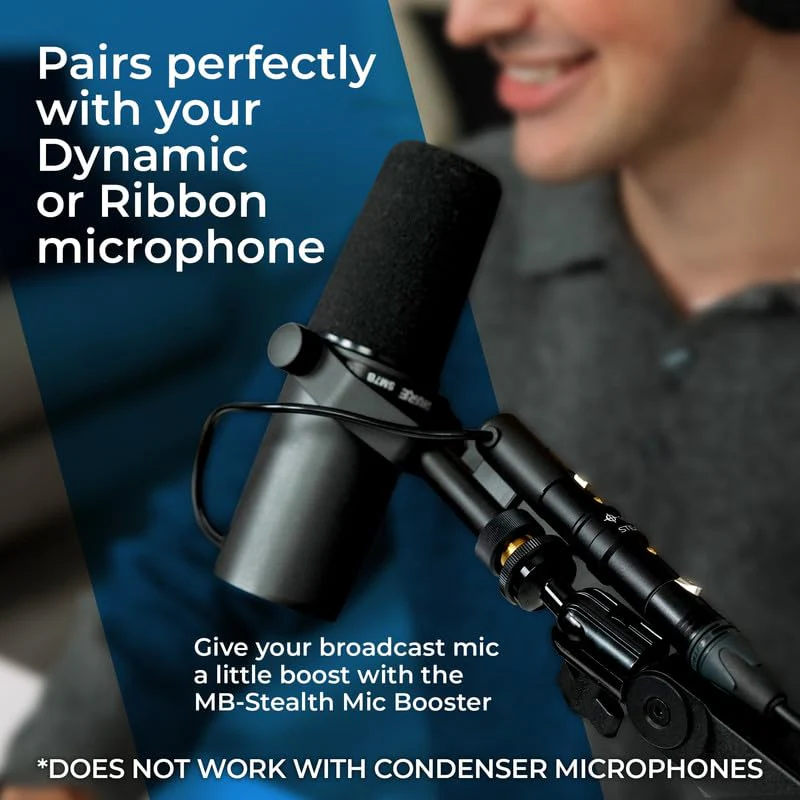 Coda MB-Stealth in-Line Microphone Preamp Mic Gain Booster for Dynamic and Ribbon Mics - 48V Phantom Power Mic Preamp with 28 db Clean Gain, Ultra Low Noise, Enhance Your Podcast or Livestream - Image 2