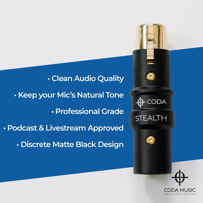 Coda MB-Stealth in-Line Microphone Preamp Mic Gain Booster for Dynamic and Ribbon Mics - 48V Phantom Power Mic Preamp with 28 db Clean Gain, Ultra Low Noise, Enhance Your Podcast or Livestream - Image 4