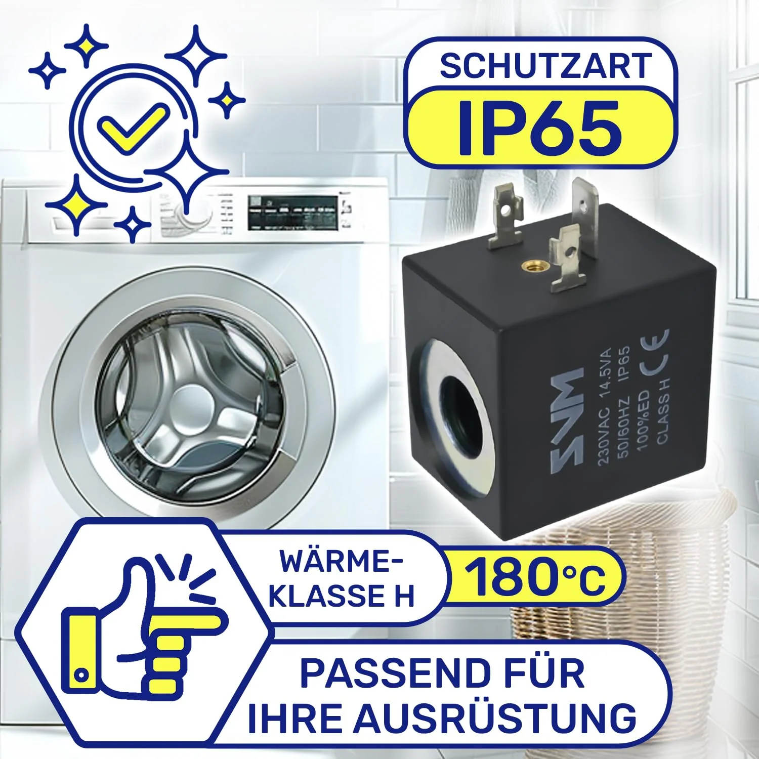 Coil for Solenoid Valve 39 x 36 x 29 mm Diameter 13.2 mm Class H IP65-230V 8W 50/60Hz 14.5VA MONTERAL - Image 4