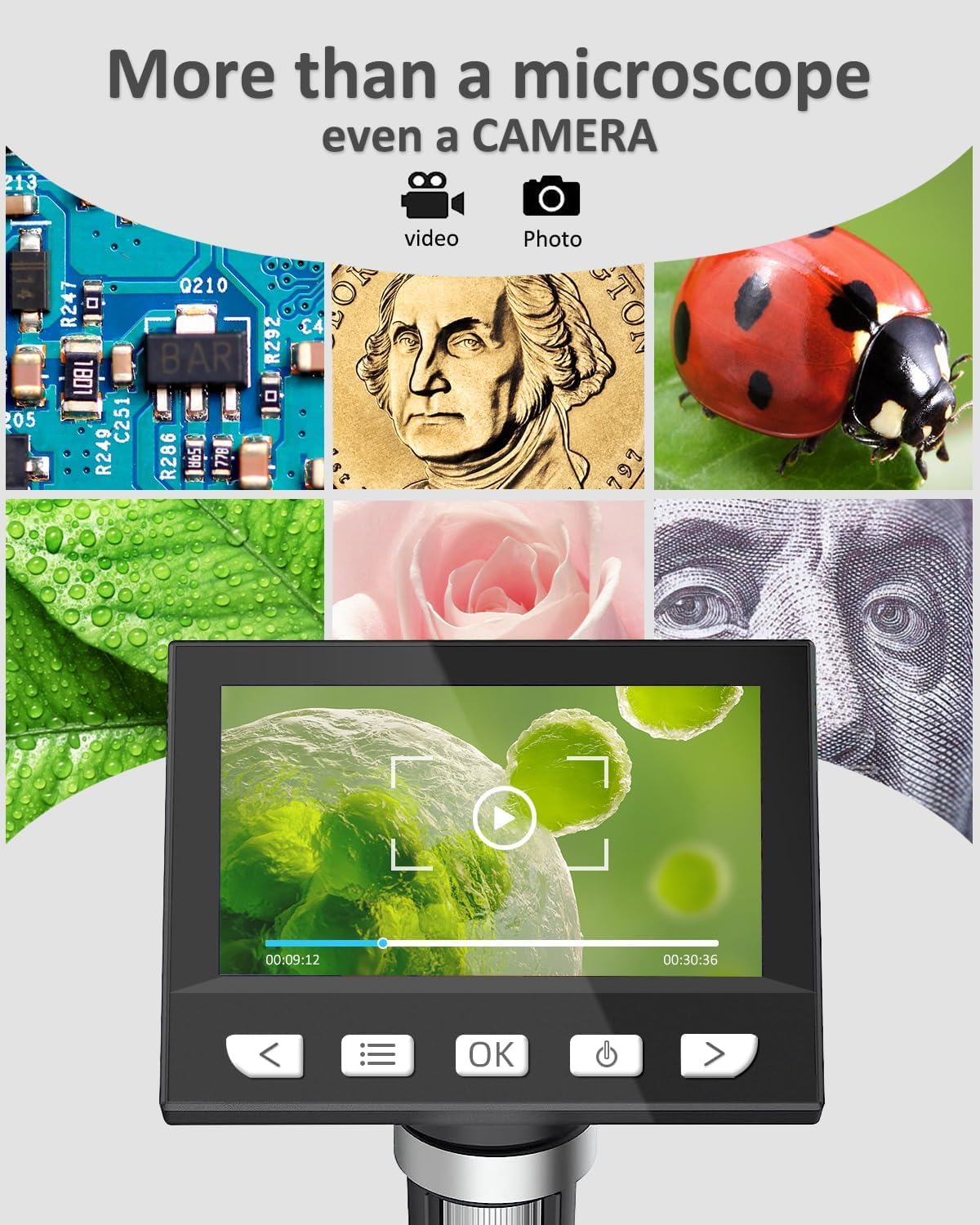 Coin Microscope, 4.3 Inch Digital Microscope 1000X Coin Microscope for Error Coins with 8 Adjustable LED Lights, PC View Compatible with Windows & MacOS White - Image 7