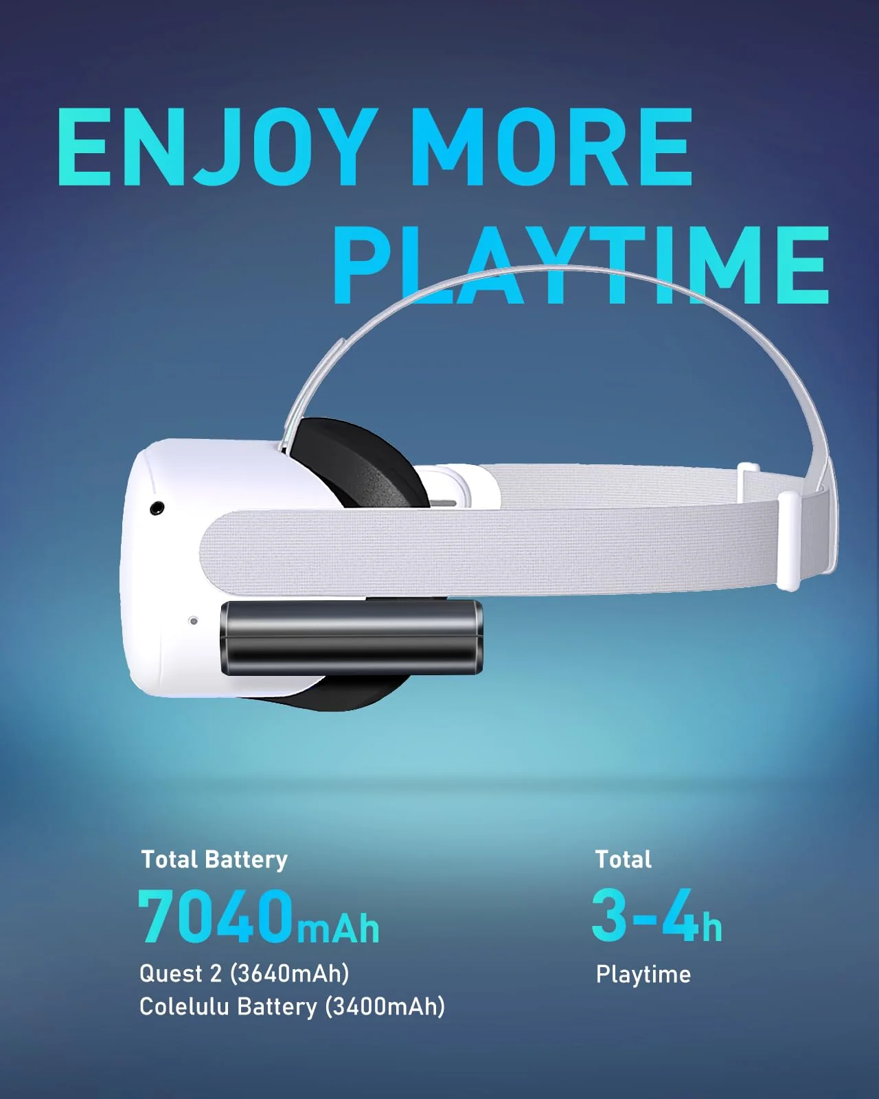 Colelulu Battery Pack for Meta Quest 3 & Oculus Quest 2, 3400mAh Portable Charger Accessories fit VR Quest 3/2 Original Strap, Lightweight & Steady Charging Extend Extra 1-2H Playtime (Black) Black - Image 4