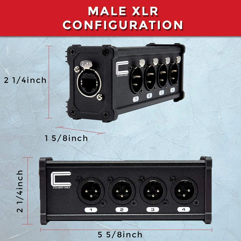 COLUBER CABLE XLR Snake 4 Channel Audio Over Ethernet - DMX Snake XLR Over Ethernet RJ45 Audio Snakes Pair Male and Female Box - Image 2