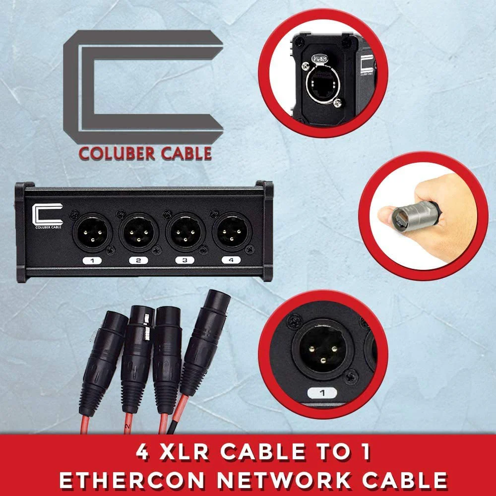 COLUBER CABLE XLR Snake 4 Channel Audio Over Ethernet - DMX Snake XLR Over Ethernet RJ45 Audio Snakes Pair Male and Female Box - Image 6