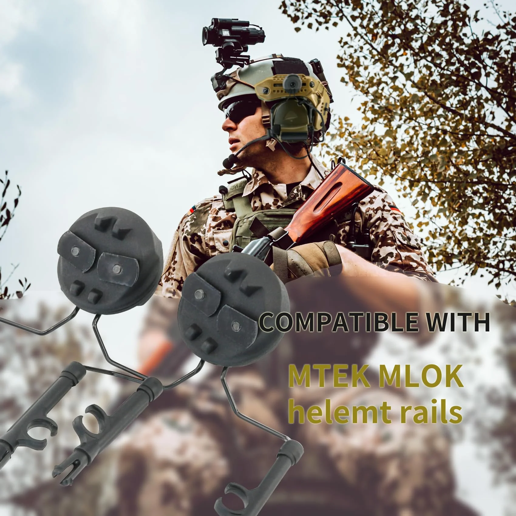 COM Rail Adapter Mouting Adapter Compatible with COMTAC Headsets & MTEK M-LOK Helmets for Airsoft Sports Black - Image 2
