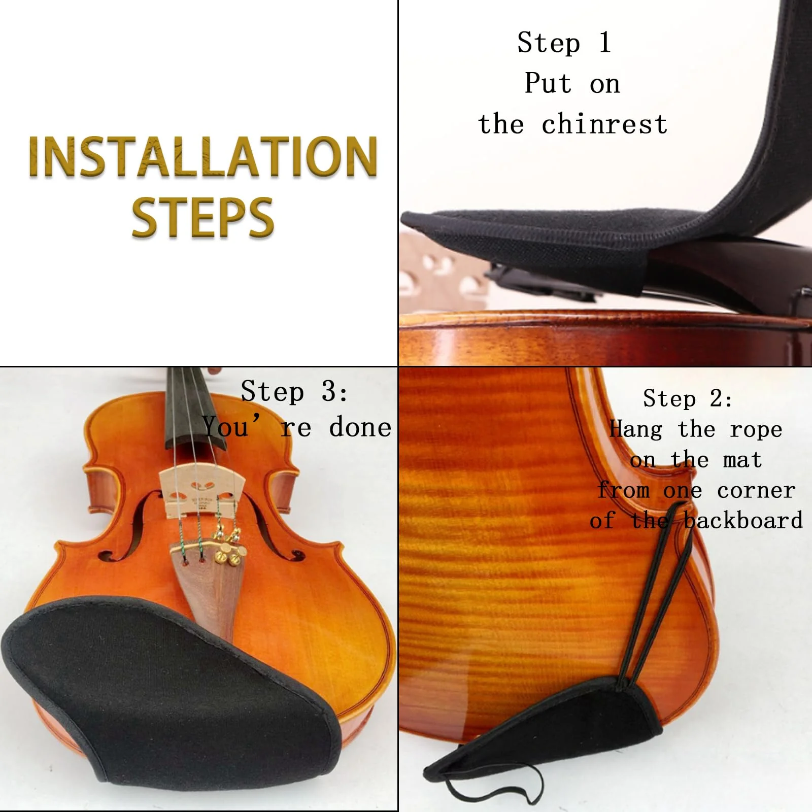 Comfortable 4/4-3/4 Violin Chin Shoulder Rest Pad, Pure Cotton Violin Support Pad Accessory for Enhanced Playing Experience - Image 4