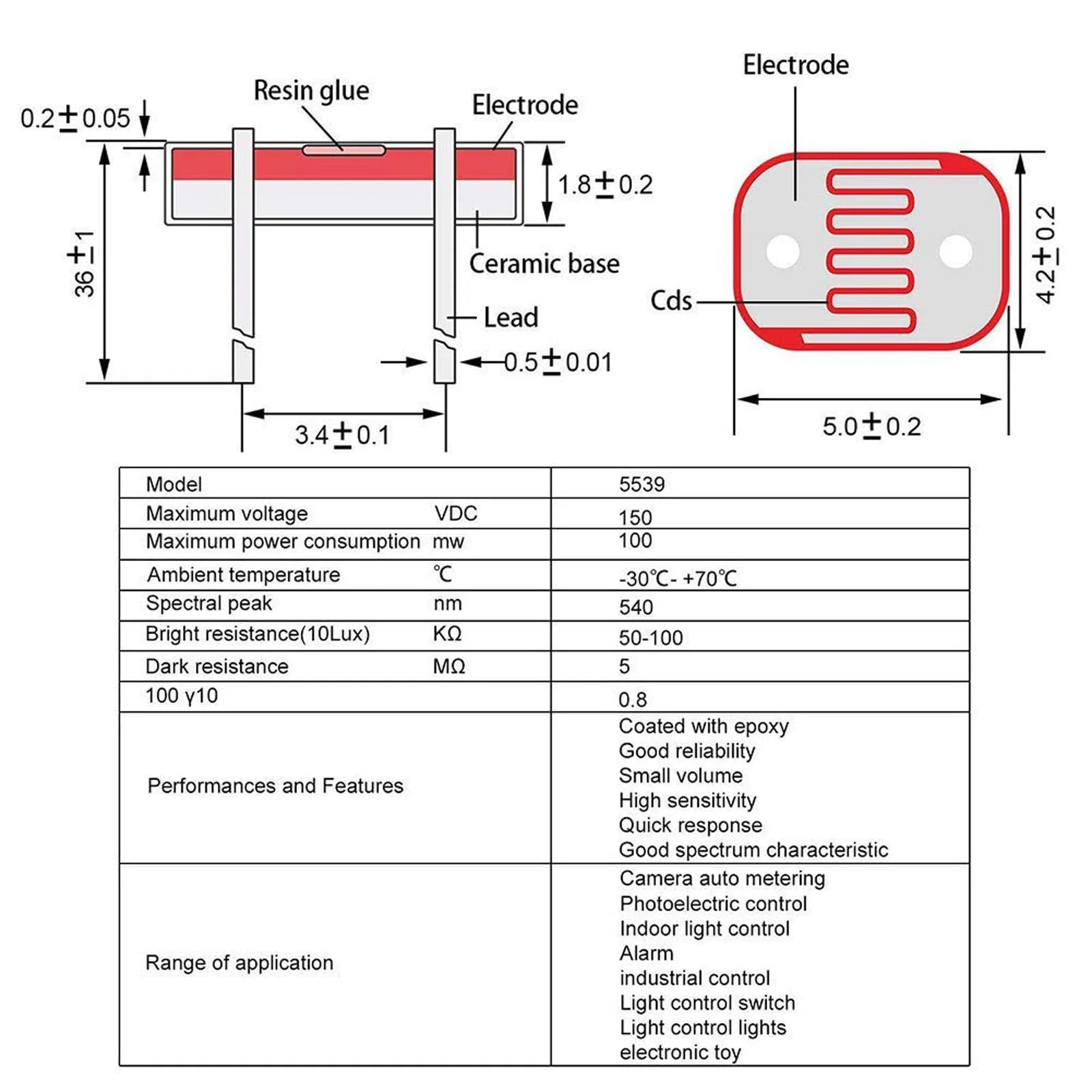 Comforty 20pcs 5mm Ohm Photoresistor LDR Resistor 5528 GL5528 Light Dependent Photoconductor 30pcs Photo Light Sensitive - Image 6