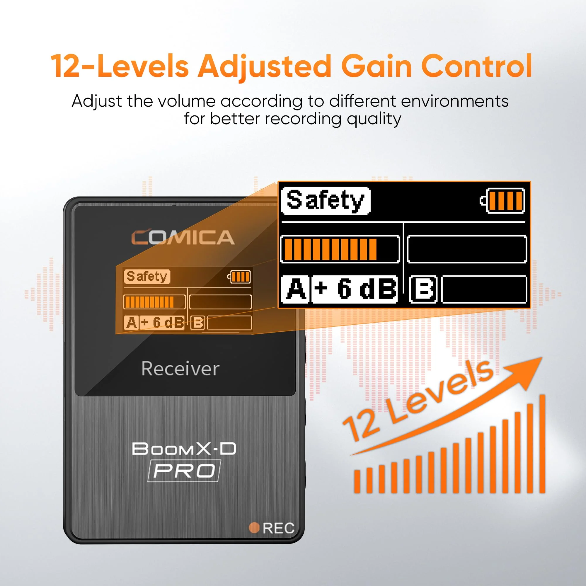 COMICA BoomX-D1 PRO Wireless Lavalier Microphone, 16GB Storage, Safety Audio Track, Noise Cancellation, 328' Range, Wireless Lav Mic for iPhone, Android, PC Interviews, Vlogs, Live-Streaming(1TX+1RX) 1TX +1RX - Image 7