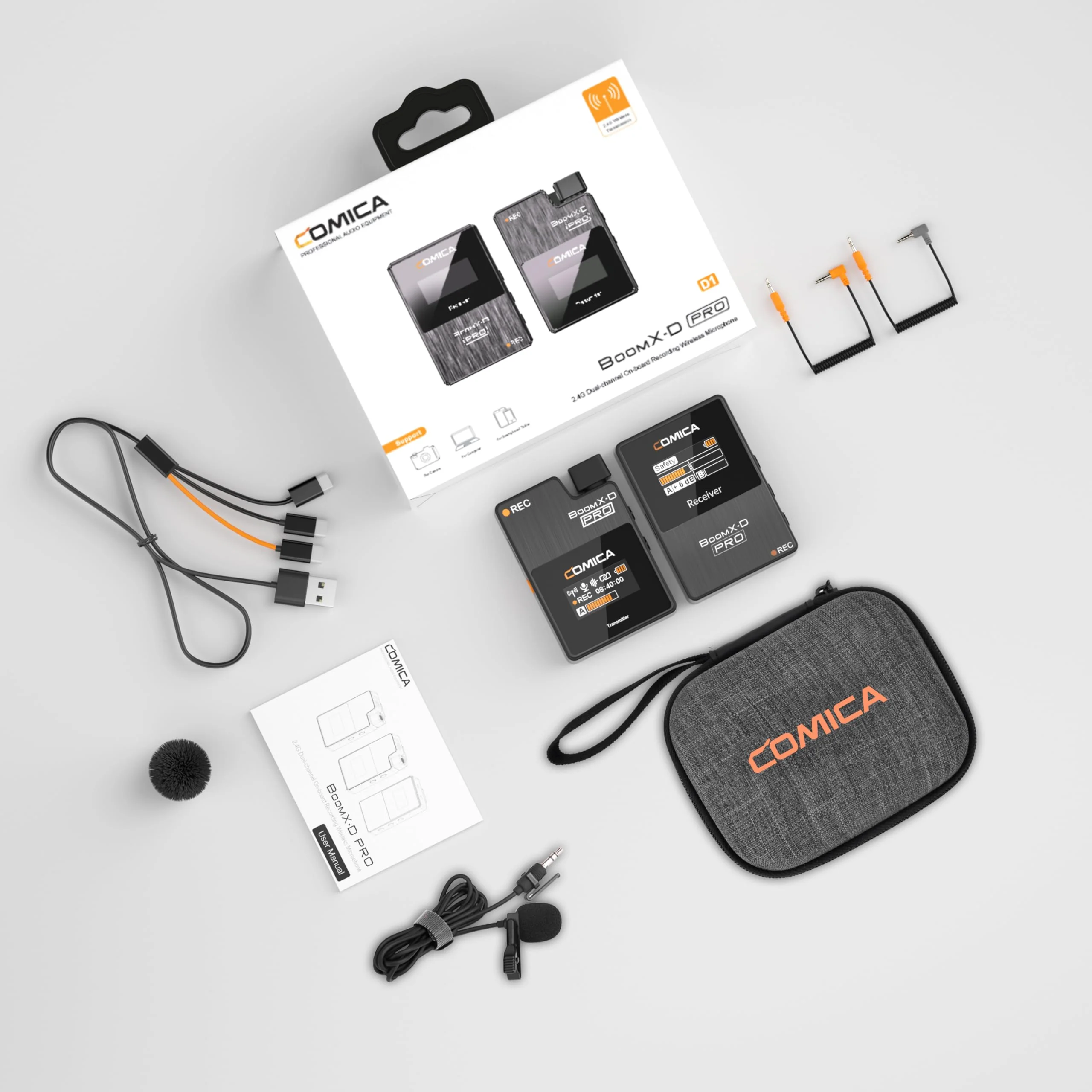 COMICA BoomX-D1 PRO Wireless Lavalier Microphone, 16GB Storage, Safety Audio Track, Noise Cancellation, 328' Range, Wireless Lav Mic for iPhone, Android, PC Interviews, Vlogs, Live-Streaming(1TX+1RX) 1TX +1RX - Image 8