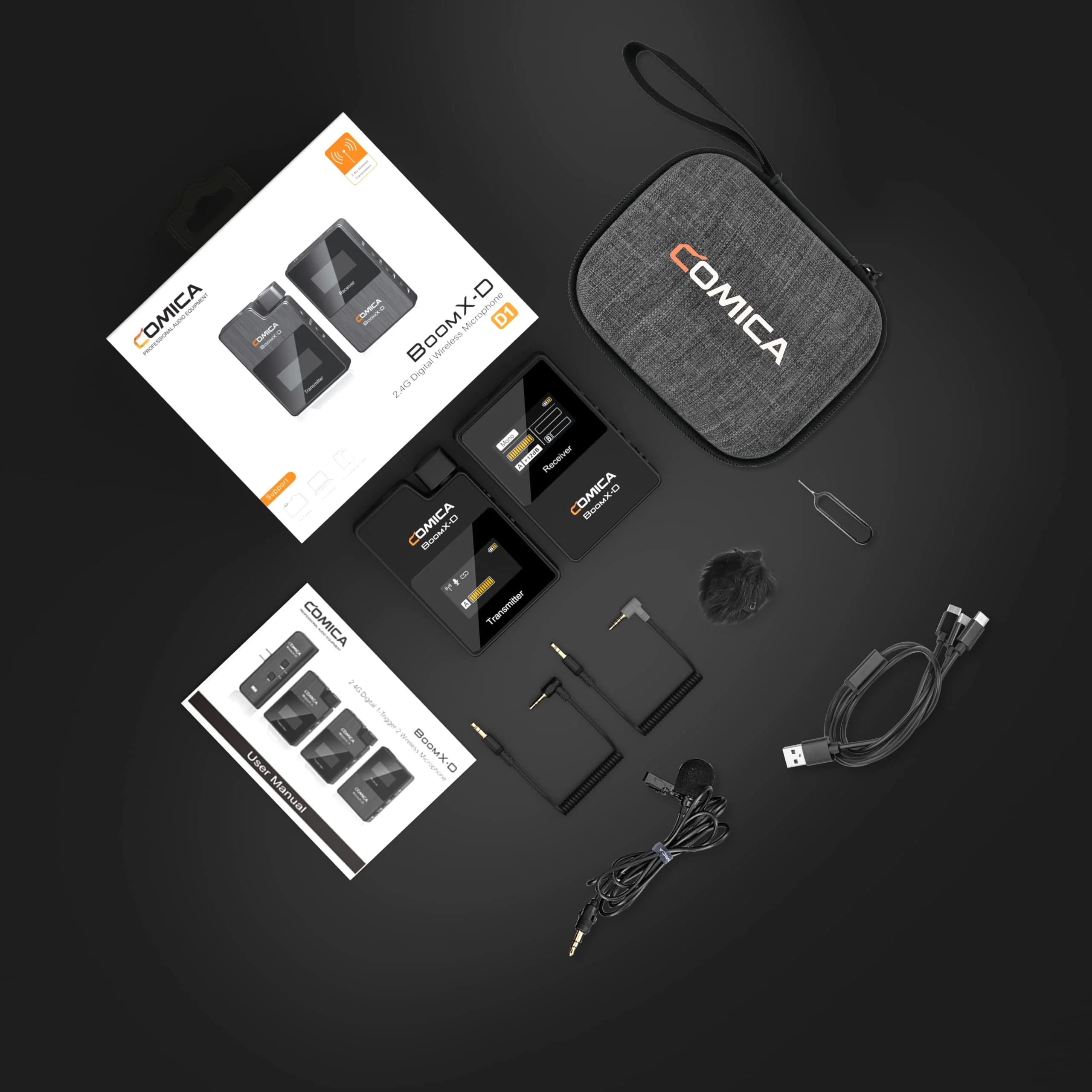 COMICA BoomX-D1 - Wireless Microphone System for Cameras, Camcorders, Smartphones, Laptops, Compact Wireless Lavalier Lapel Microphone with Noise Reduction, Low Latency, Monitoring, Muting Black - Image 8
