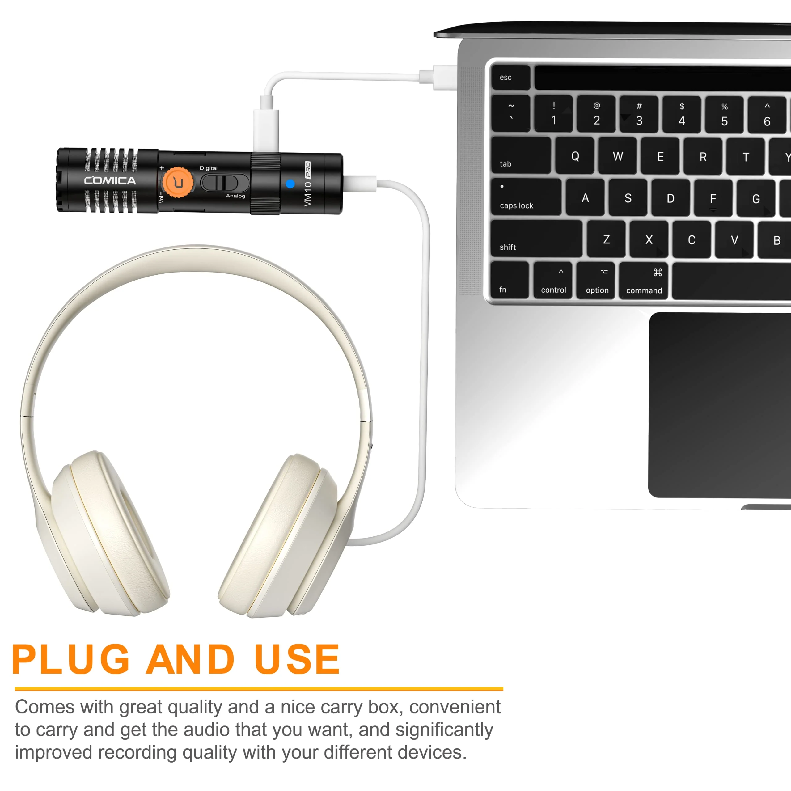 COMICA VM10 PRO Universal Video Microphone - Adjustable Gain, USB C Digital Output, Monitoring - Shotgun Mic for Camera, Smartphone, Tablet, PC - Ideal for Vlogging, Live Streaming, and Recording - Image 5