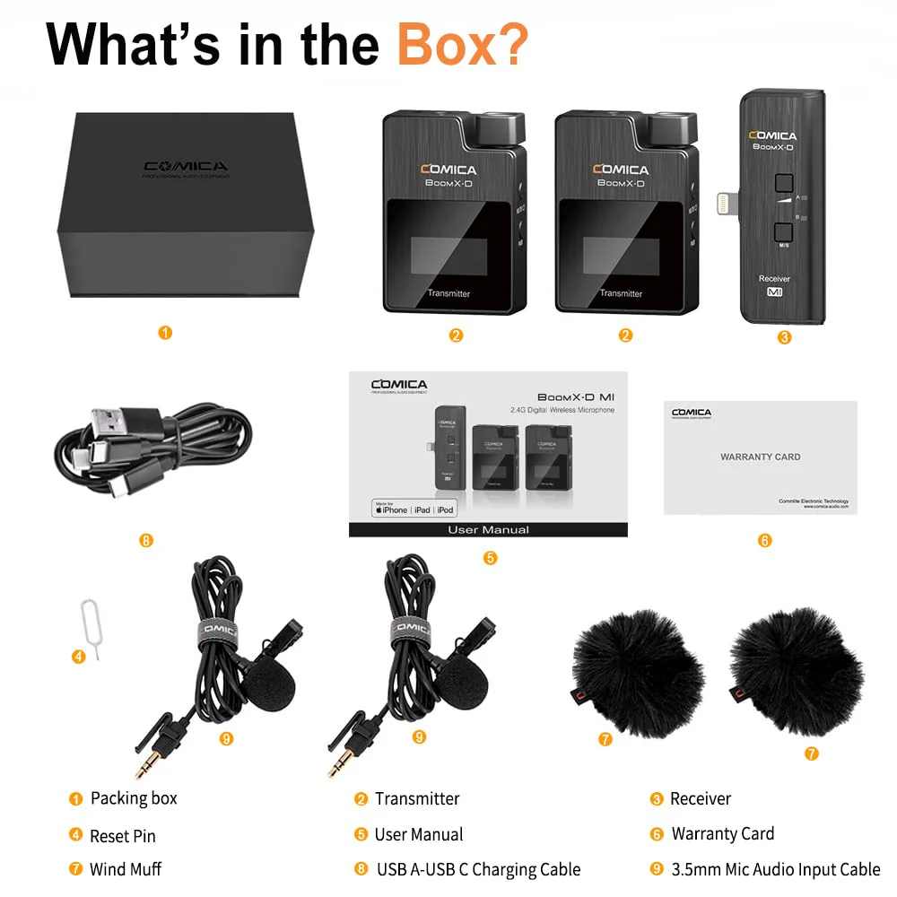 COMICA Wireless Microphone for iPhone, BoomX-D MI2 2.4G Dual Wireless Lavalier Microphone for iPhone Video Recording, Lapel Mic for iOS Vlogging YouTube Facebook Tiktok Livestream Interview - Image 5