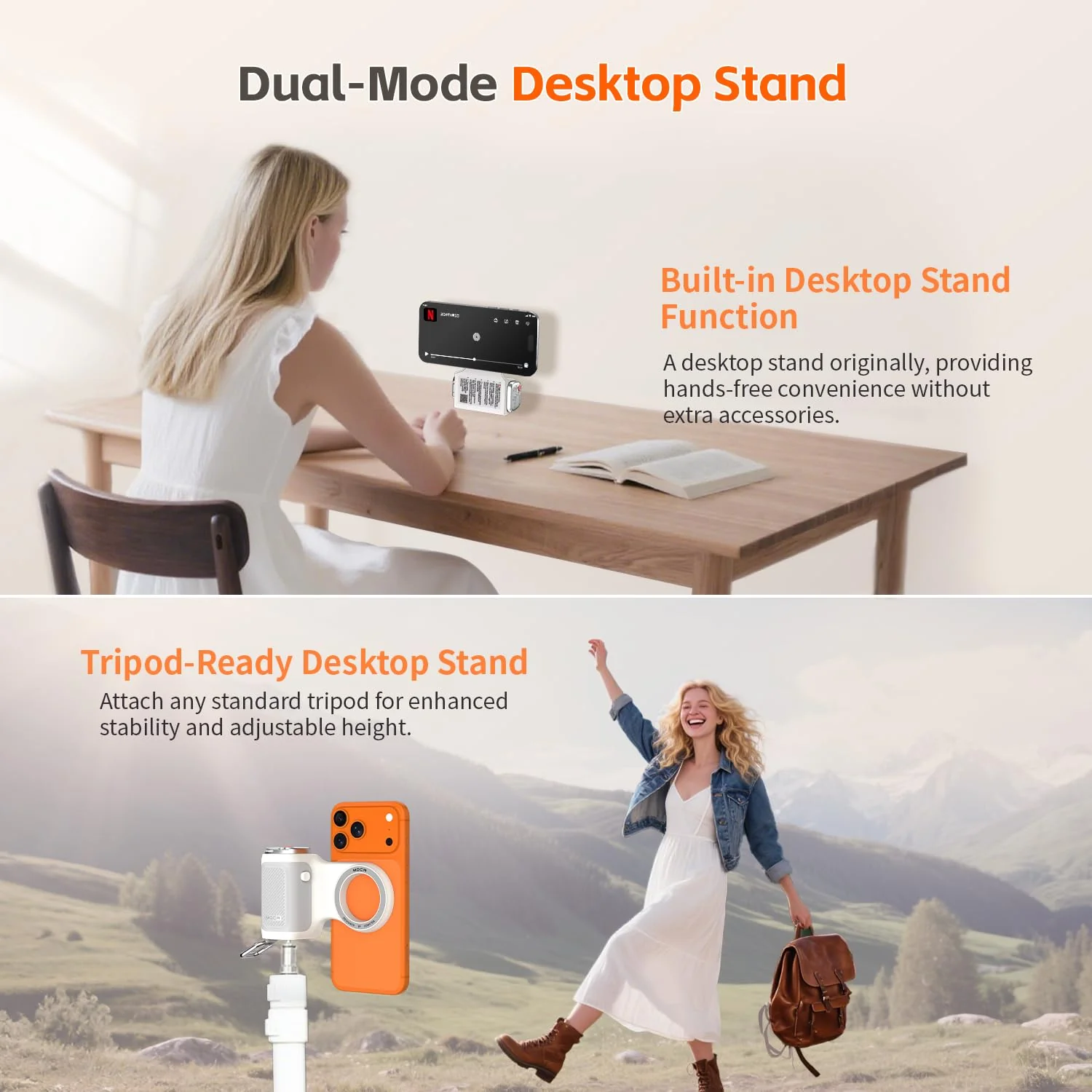 COMITOK MOCA - iPhone Camera Grip - for Native Camera Control with Removable Remote & Built-in Keychain, Magnetic Phone Camera Grip No Need App Support iOS26/17/18, Fun Shot Magnetic Grip with 1/4 Nut White - Image 8