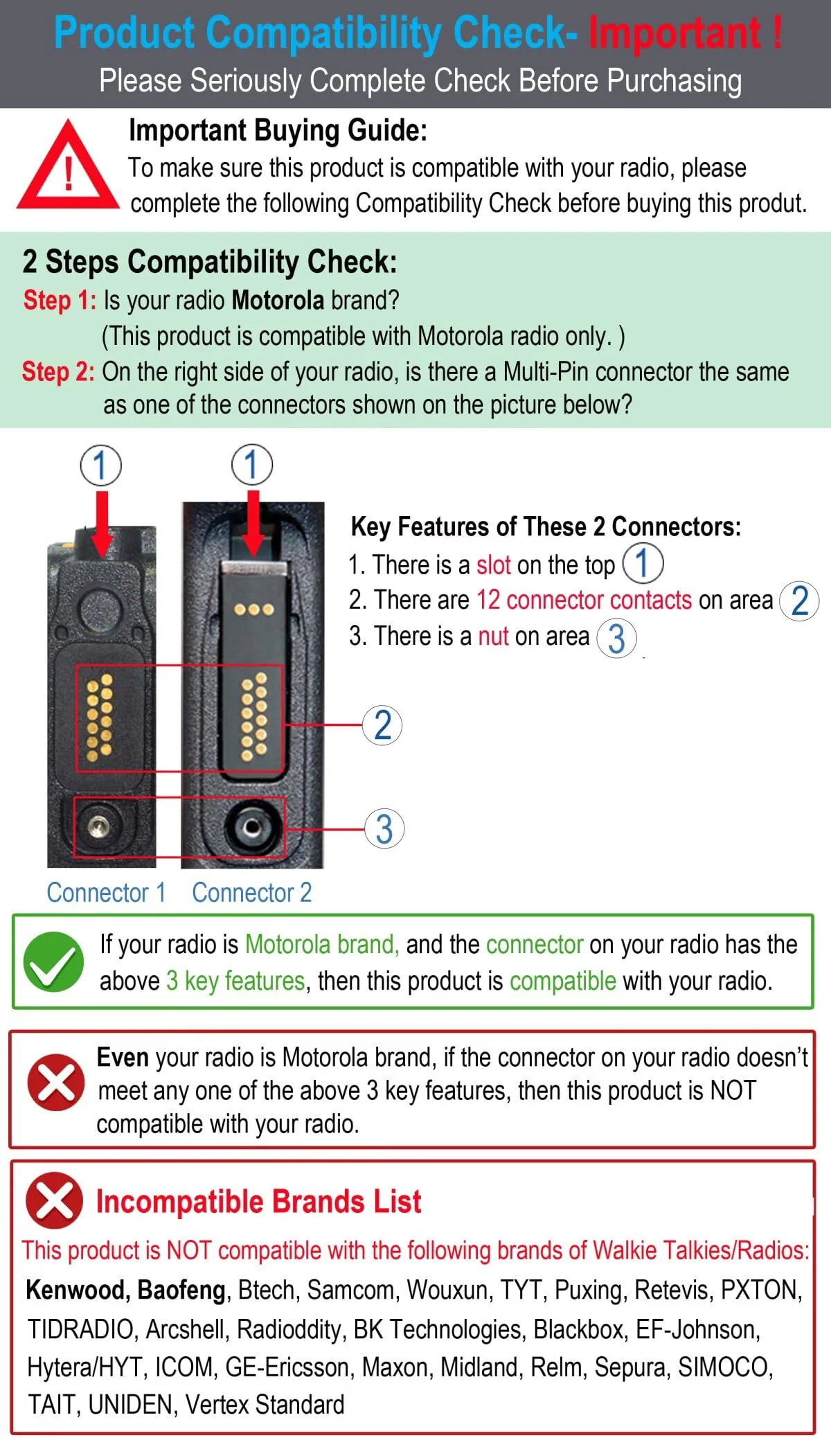 commountain Speaker Mic Compatible for Motorola Radios APX-6000 XPR-7550e APX-8000 (7000 4000) XPR-7350e (7580e 7380e 7550 7350) APX6000 APX7000 APX8000 XPR7550 XPR7550e, Shoulder Microphone Black - Image 2
