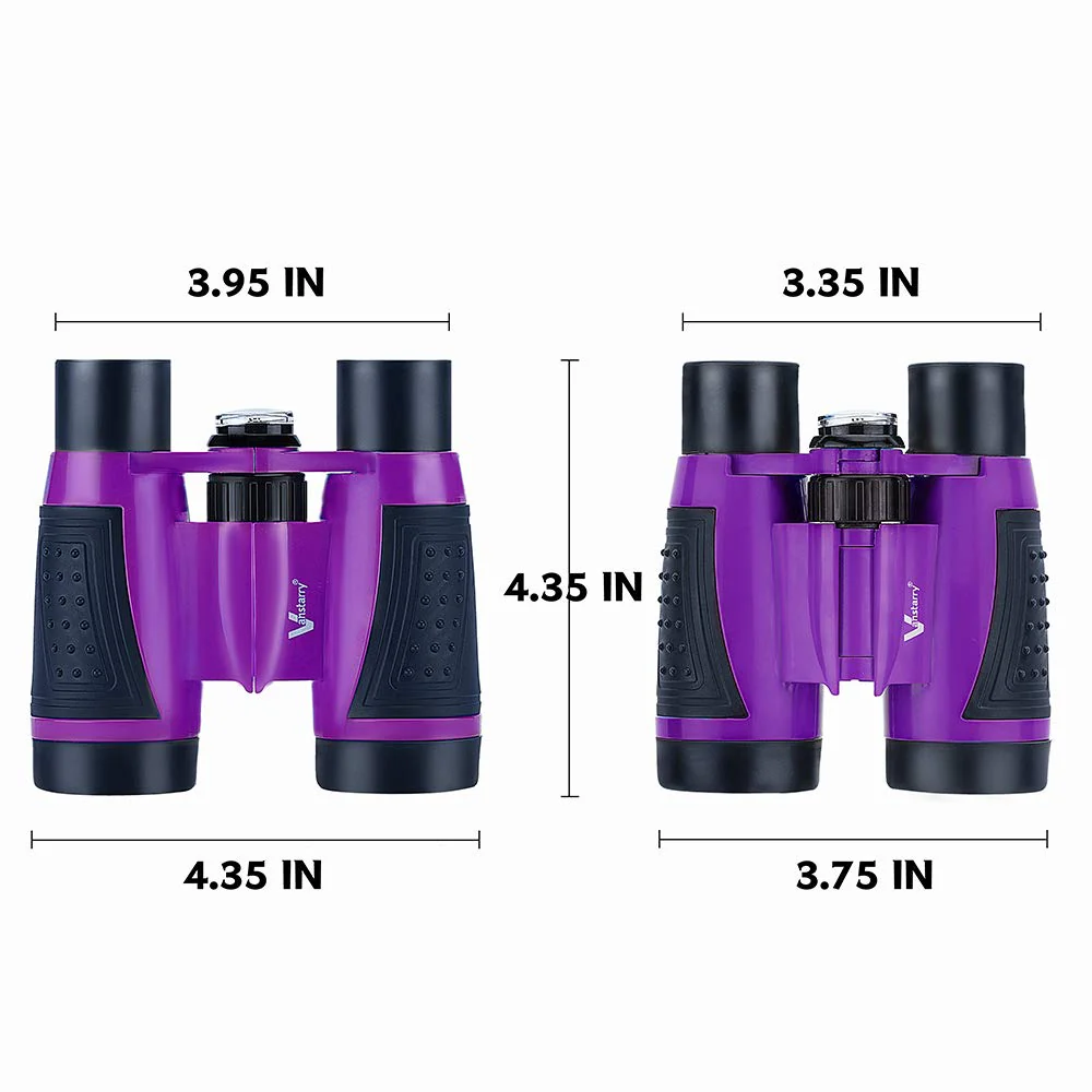Compact Binoculars for Kids Bird Watching Hiking Camping Fishing Accessories Gear Essentials Best Toy Gifts for Boys Girls Children Toddler Waterproof 5X30 Optical Lens Including Compass Purple - Image 3