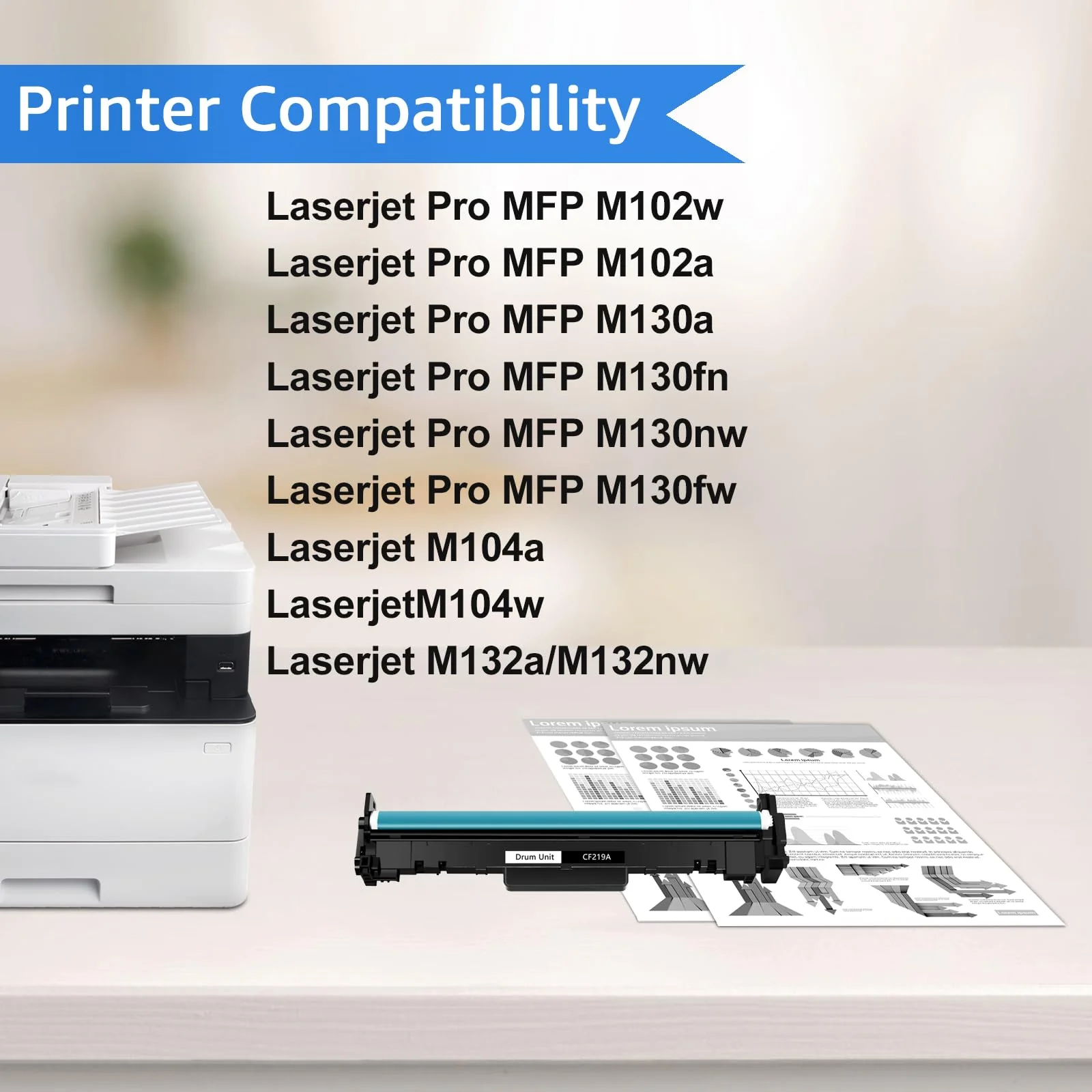 Compatible CF219A Drum Unit Replacement for HP 19A Drum for Laserjet Pro M130fw M130nw M130fn M130a M102w M102a Printer (Black,1 Pack) - Image 2