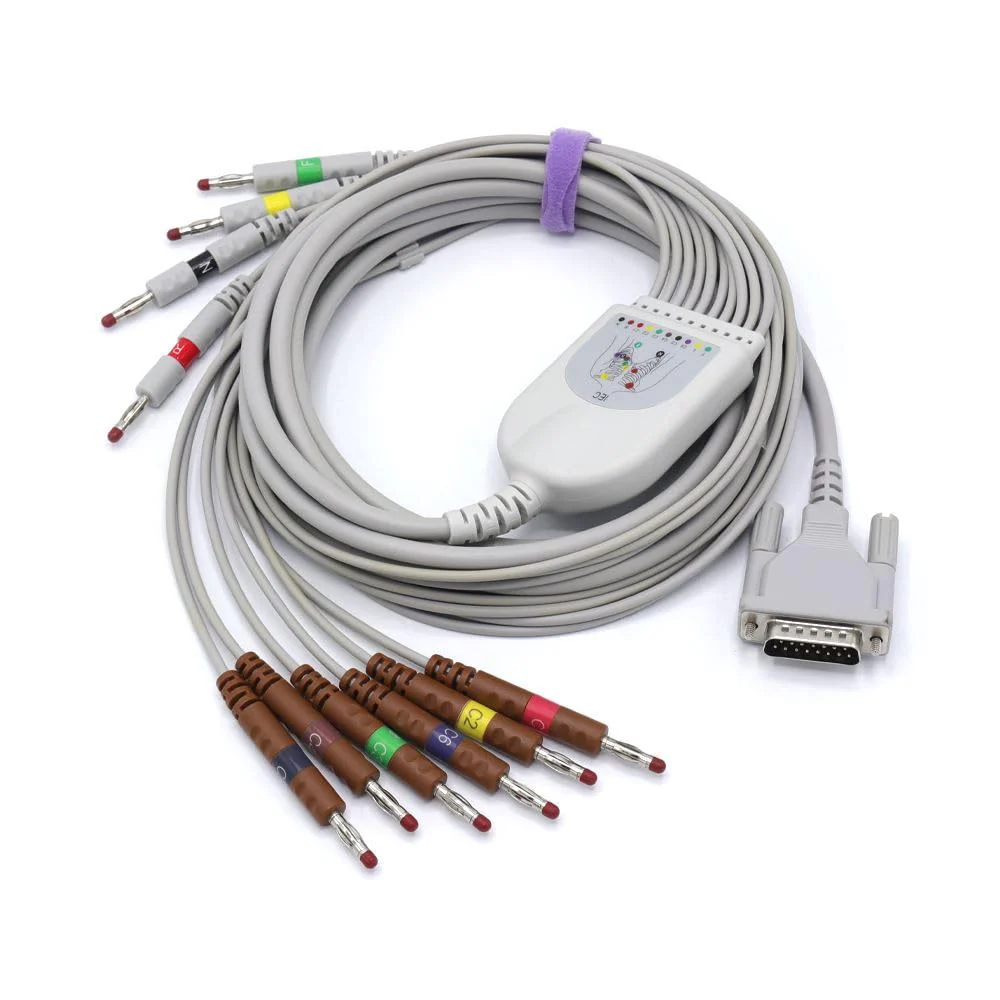Compatible ECG/ECG Cable for Schiller AT10, AT10 Plus, AT101, AT102, AT102-Plus, AT104, AT110, AT3, AT5, AT6, AT60 10 Cable 9.8 ft IEC Banana 4.0 mm 15 Pins SK1214B - Image 2