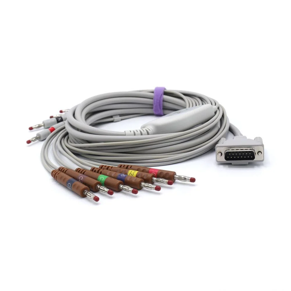 Compatible ECG/ECG Cable for Schiller AT10, AT10 Plus, AT101, AT102, AT102-Plus, AT104, AT110, AT3, AT5, AT6, AT60 10 Cable 9.8 ft IEC Banana 4.0 mm 15 Pins SK1214B - Image 3