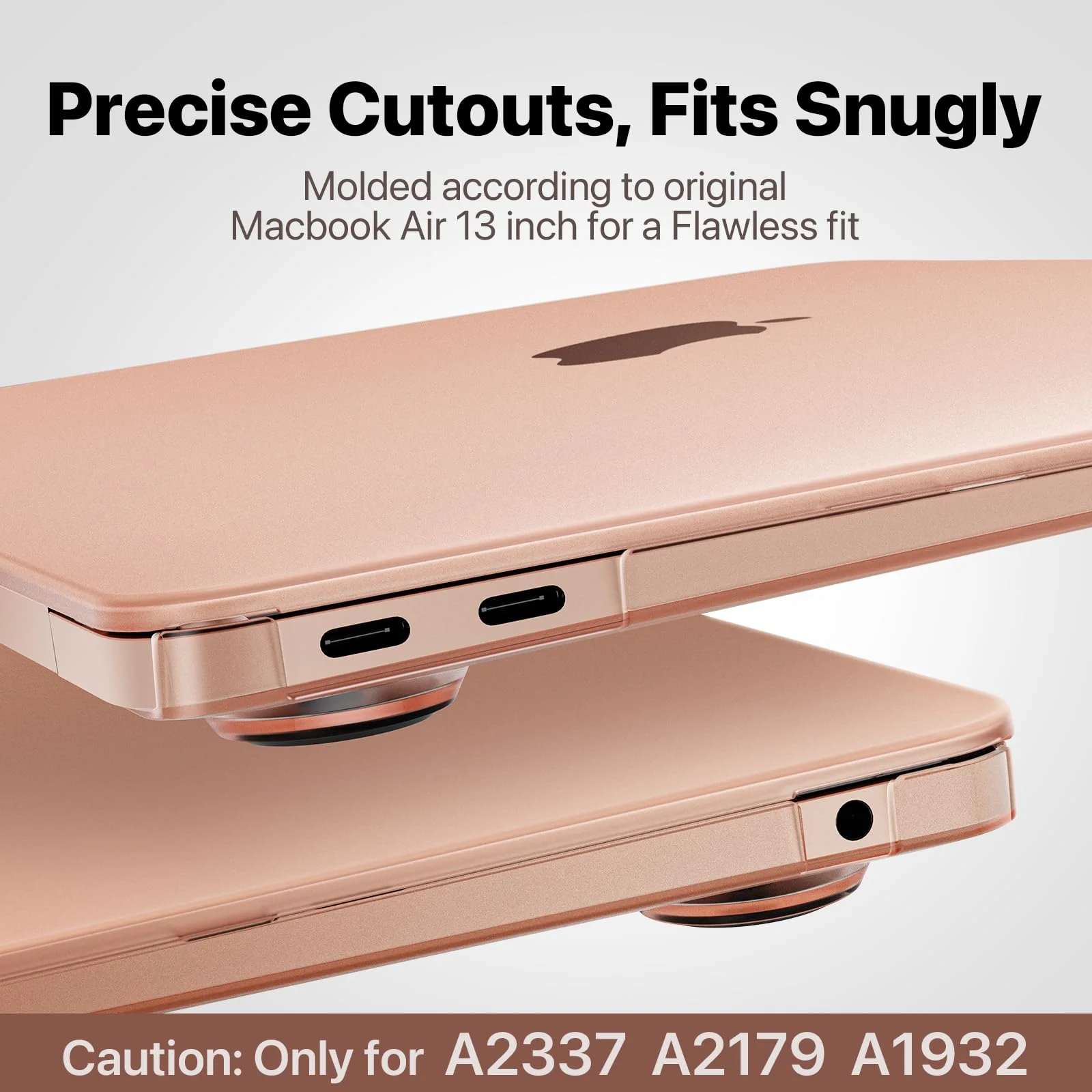 Compatible for Macbook Air 13 inch Case M1 2020 2019 2018 [Same as Bare Device] Sturdy Protective Hard Shell Cover for Laptop A2337 A2179 A1932 - Gold Clear - Image 4
