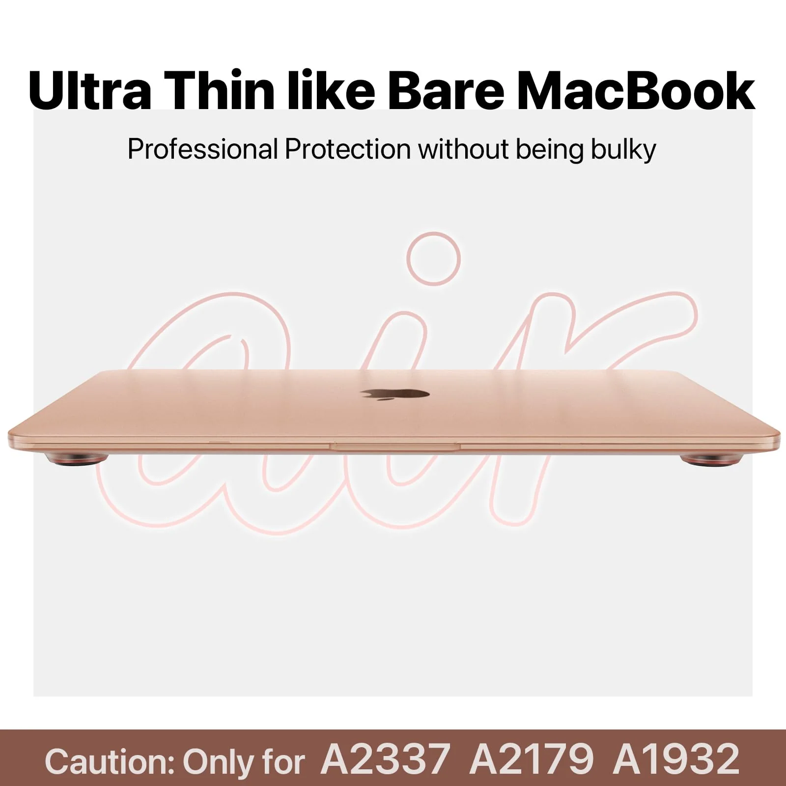 Compatible for Macbook Air 13 inch Case M1 2020 2019 2018 [Same as Bare Device] Sturdy Protective Hard Shell Cover for Laptop A2337 A2179 A1932 - Gold Clear - Image 7