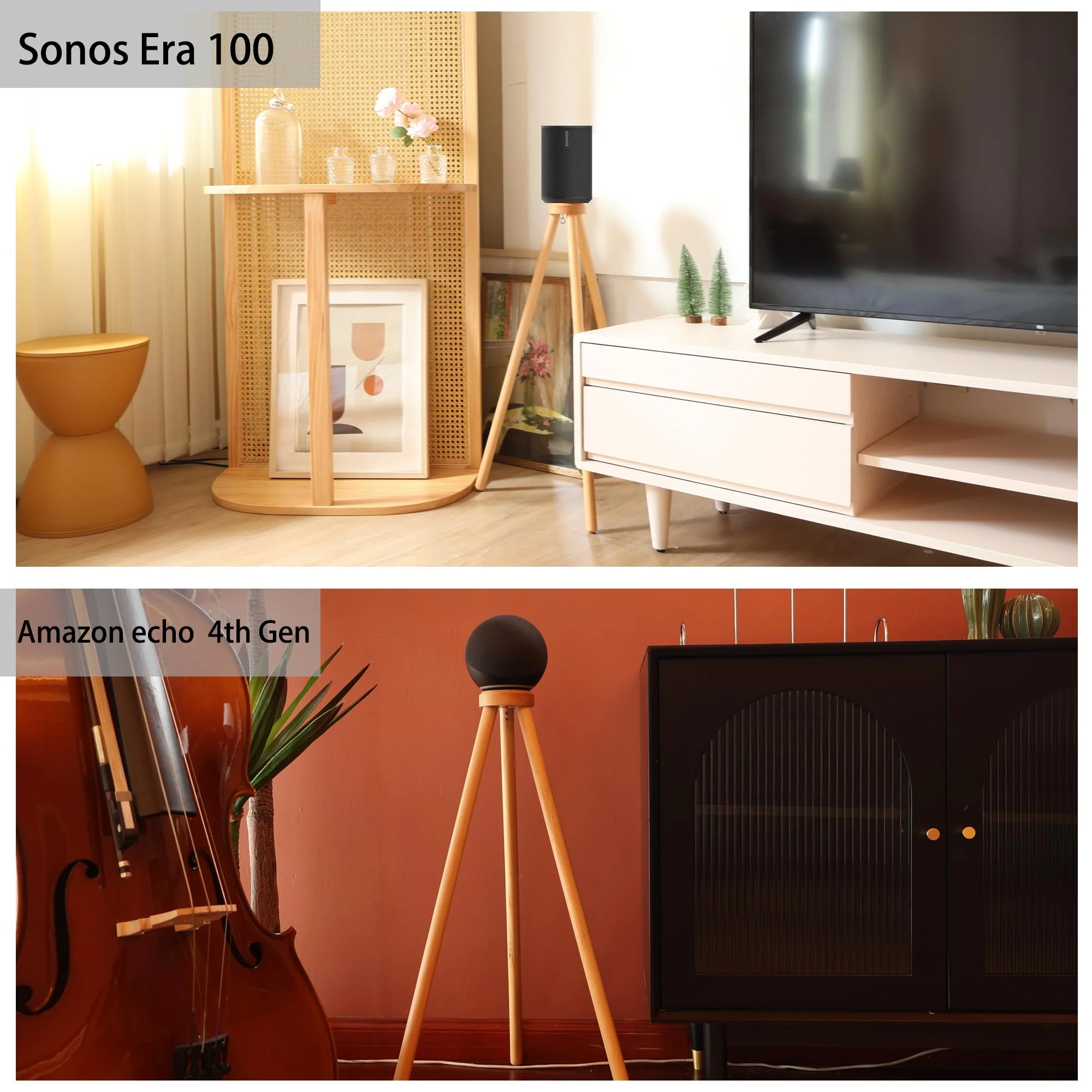 Compatible for sonos era100 and Echo 4th Gen Smart Speaker Wood Stand sonos era100&echo 4th Gen - Image 3
