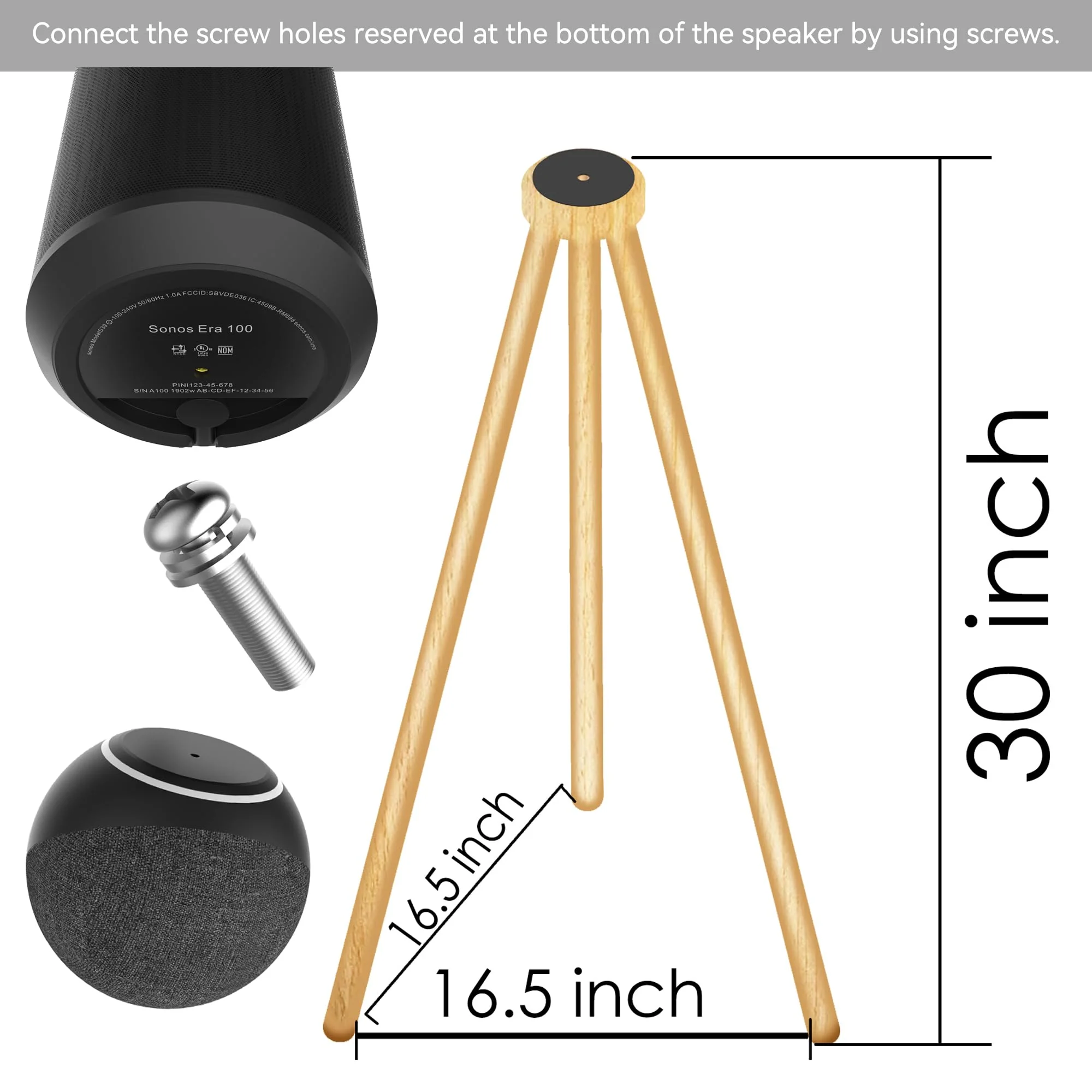 Compatible for sonos era100 and Echo 4th Gen Smart Speaker Wood Stand sonos era100&echo 4th Gen - Image 4