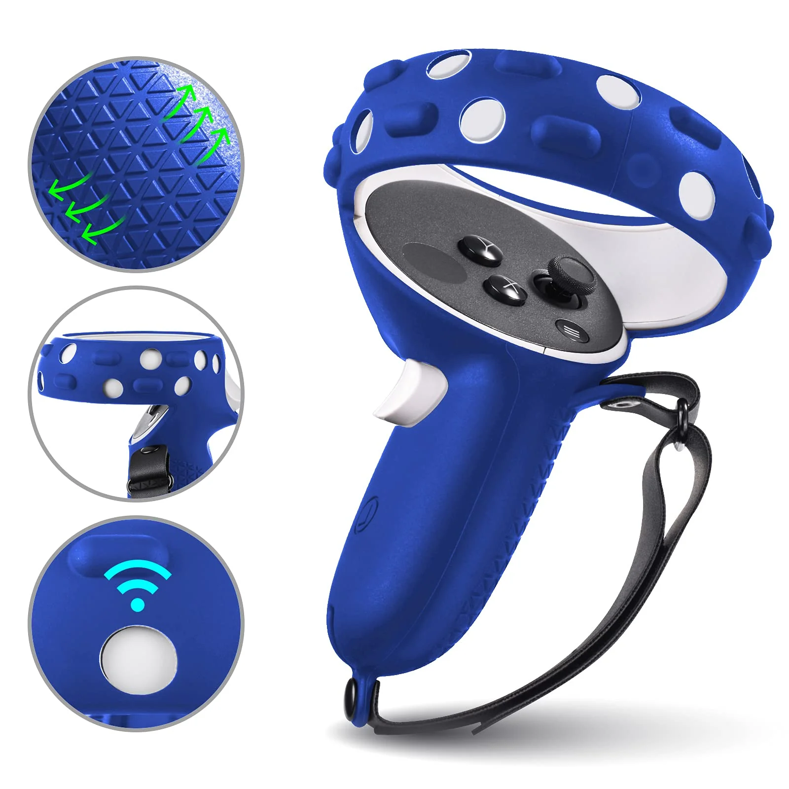 Compatible with Oculus Quest 2 Accessories, VR Silicone face Cover, VR Shell Cover,Compatible with Quest 2 Touch Controller Grip Cover,Protective Lens Cover,Disposable Eye Cover Blue - Image 3