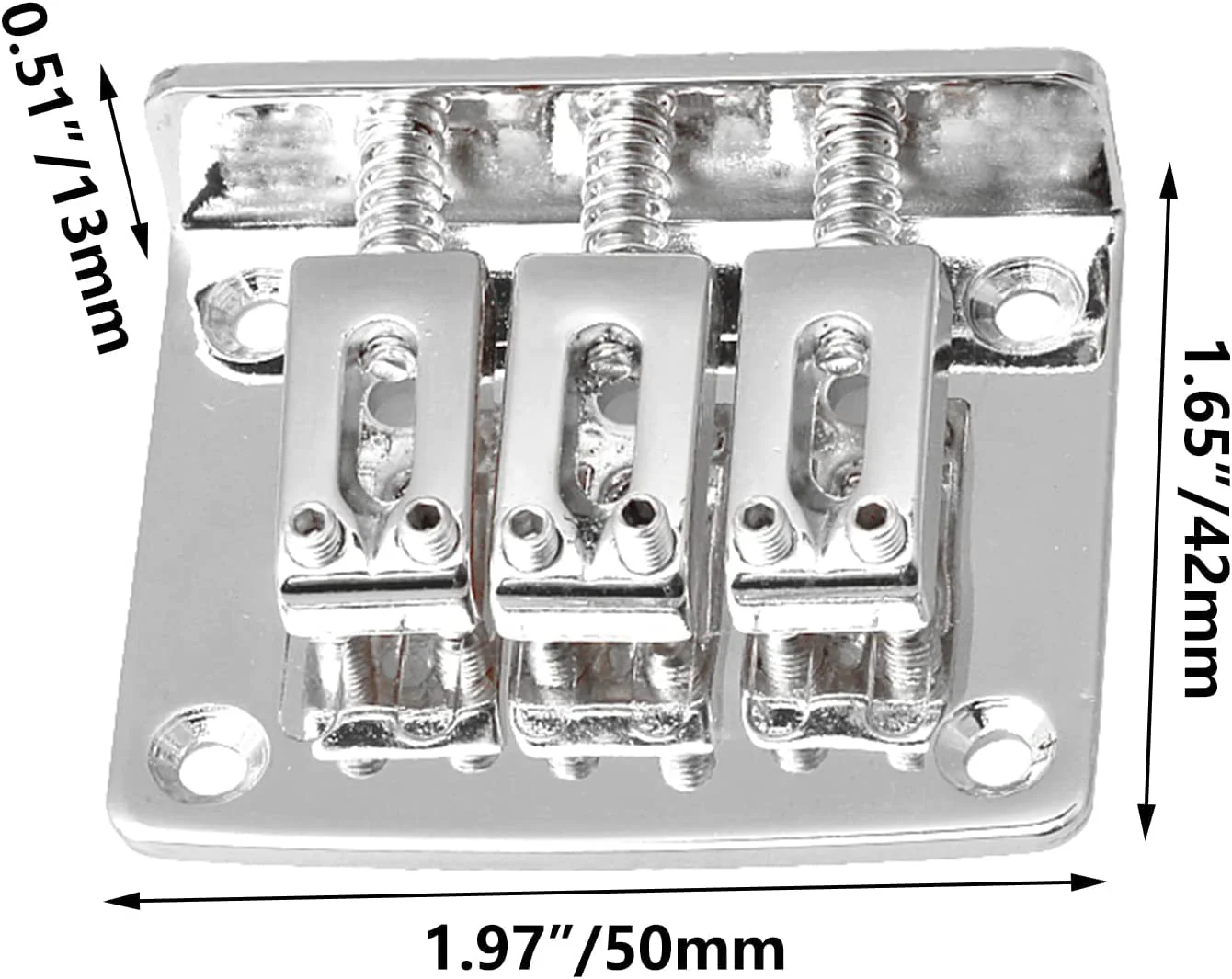 Complete 3 String Box Guitar Replacement Part inclued Saddle Bridge Tuning Pegs Keys Control Knobs Strap Locks Screws Washers Chrome silver - Image 3