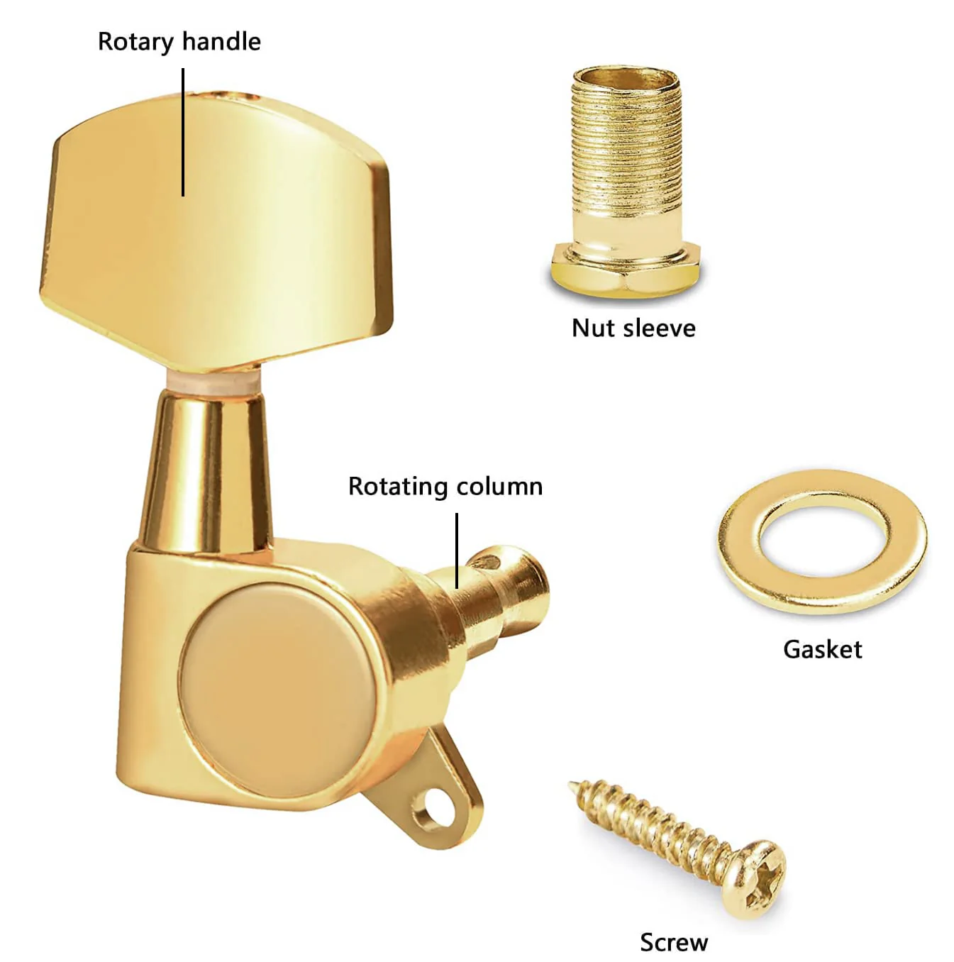 Complete 3 String Box Guitar Replacement Part inclued Saddle Bridge Tuning Pegs Keys Control Knobs Strap Locks Screws Washers Gold-plated - Image 7