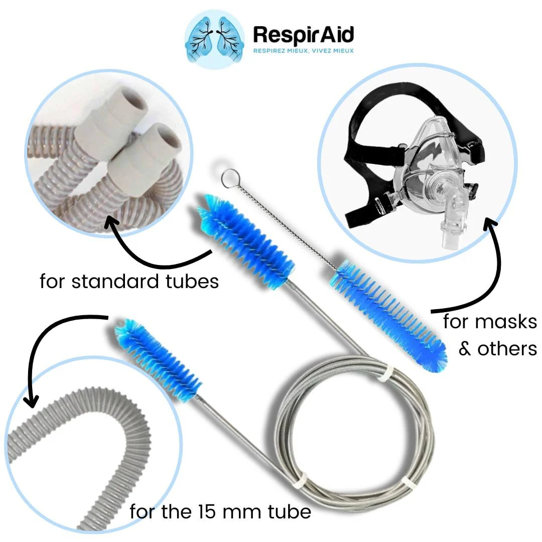 Complete CPAP Cleaning Kit – Compatible with ResMed & AirSense – Includes CPAP Hose, Tube Cleaning Brushes, Mask Wipes Bag, Wall Mounts & Hose Clips - Image 3