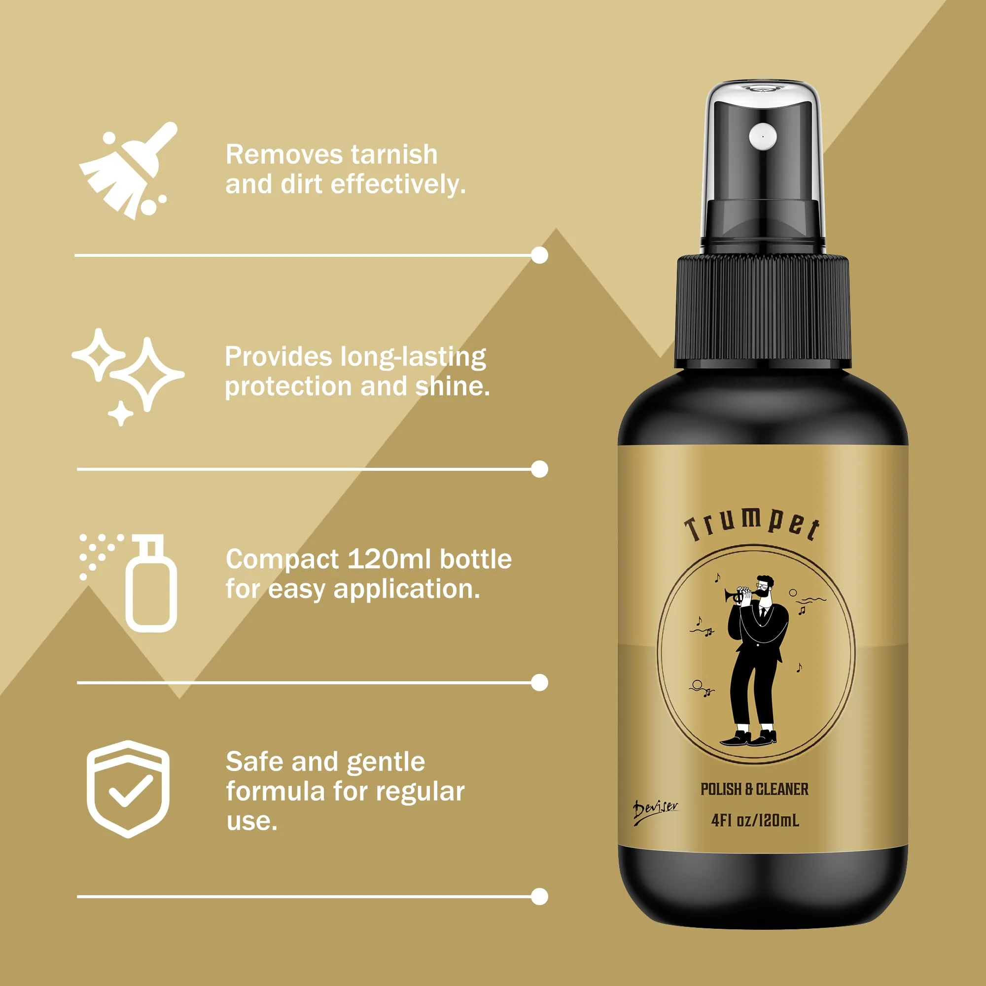 Complete Trumpet Care Kit - Includes Polishing,Valve Oil,2 Cleaning Cloths,Slide Grease,and Cleaning Brush Regular - Image 2