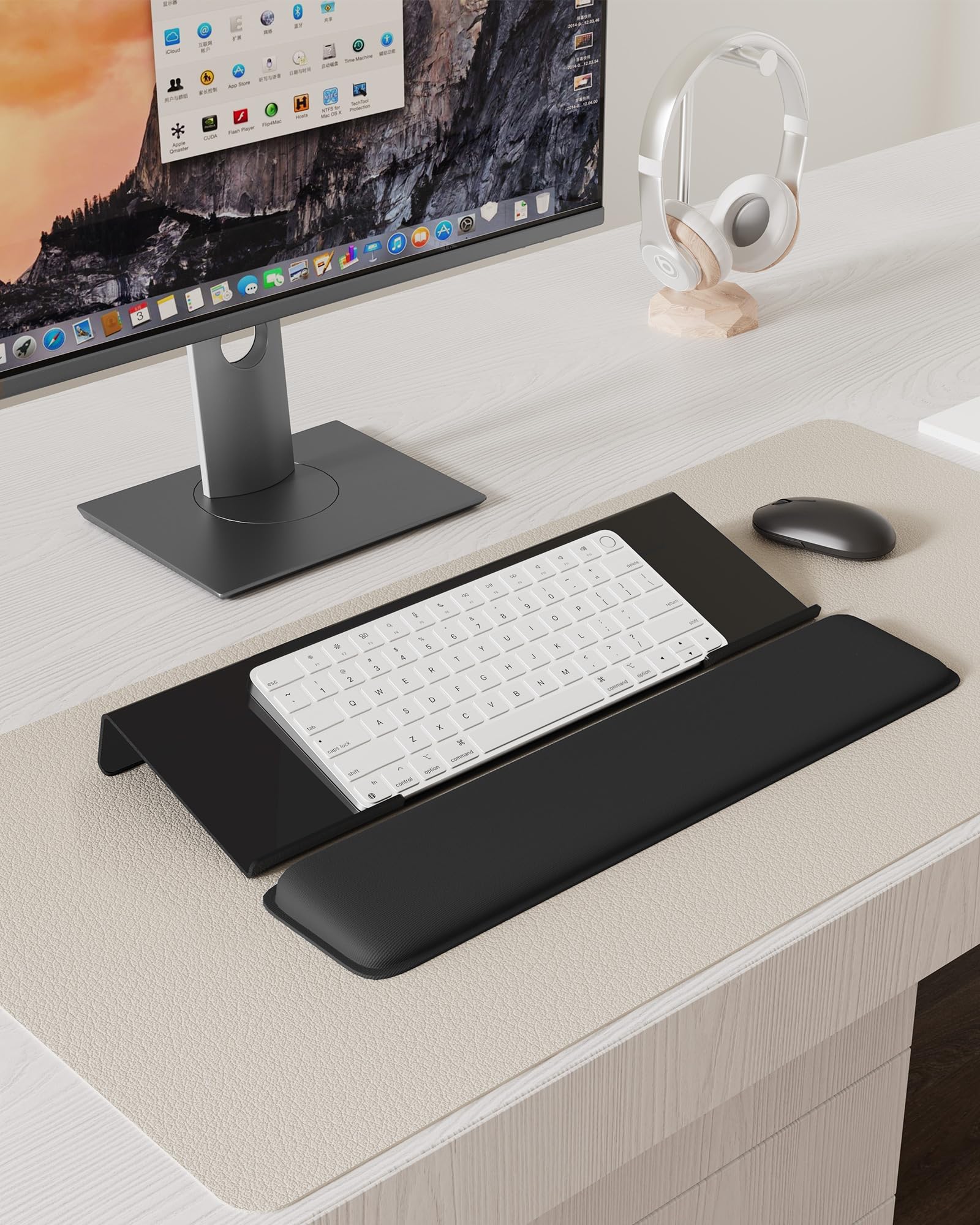 Computer Keyboard Stand, Keyboard Riser for Easy Typing, Ergonomic Keyboard Wrist Rest with Anti-Slip Base, Comfortable Keyboard Holder with Wrist Pad for Office Desk, Home, School (Black) Black - Image 7