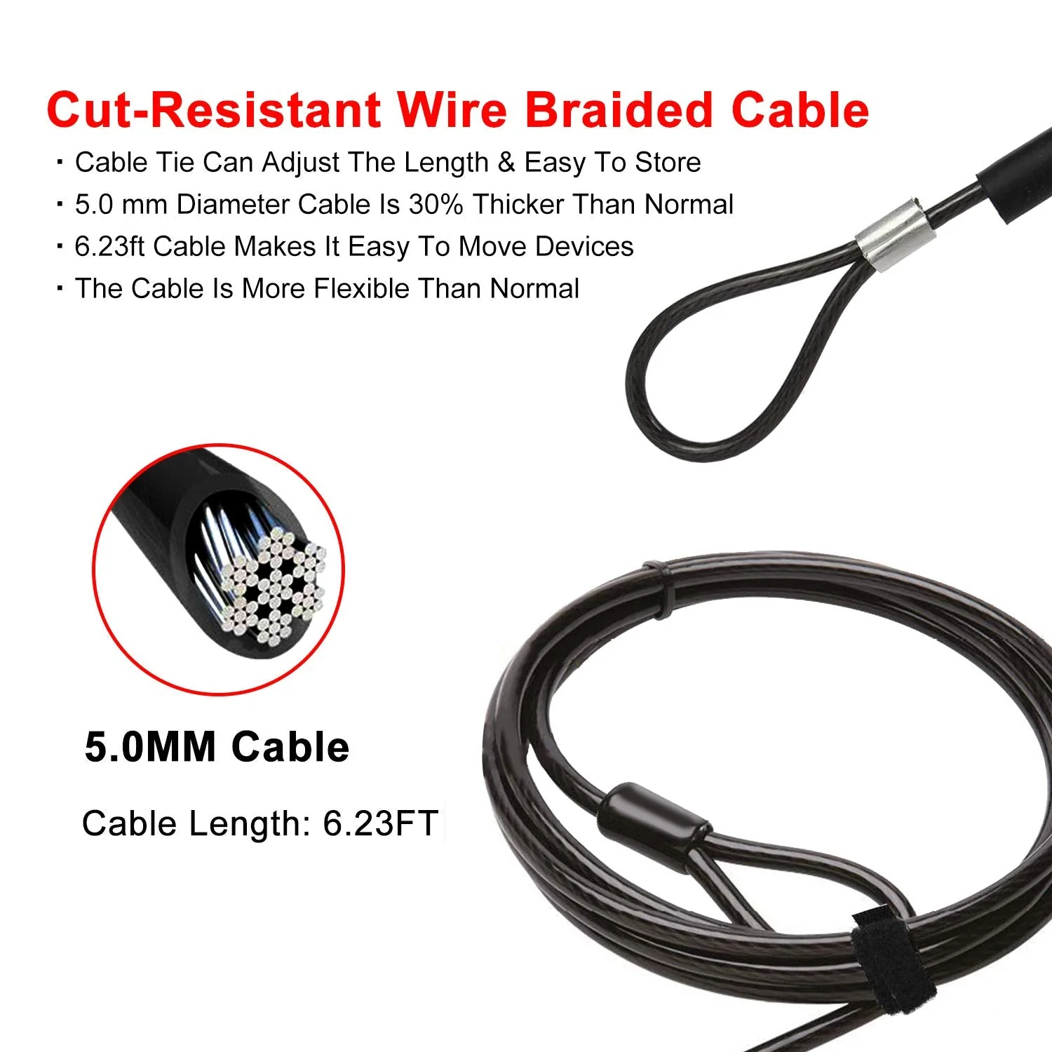 Computer Laptop Cable Lock,Slot Plate 6.23ft Cable,Security Computer Combination Lock, 4 Digital Password Protection Cable, Anti Theft Lock and Notebook Other Device - Image 4