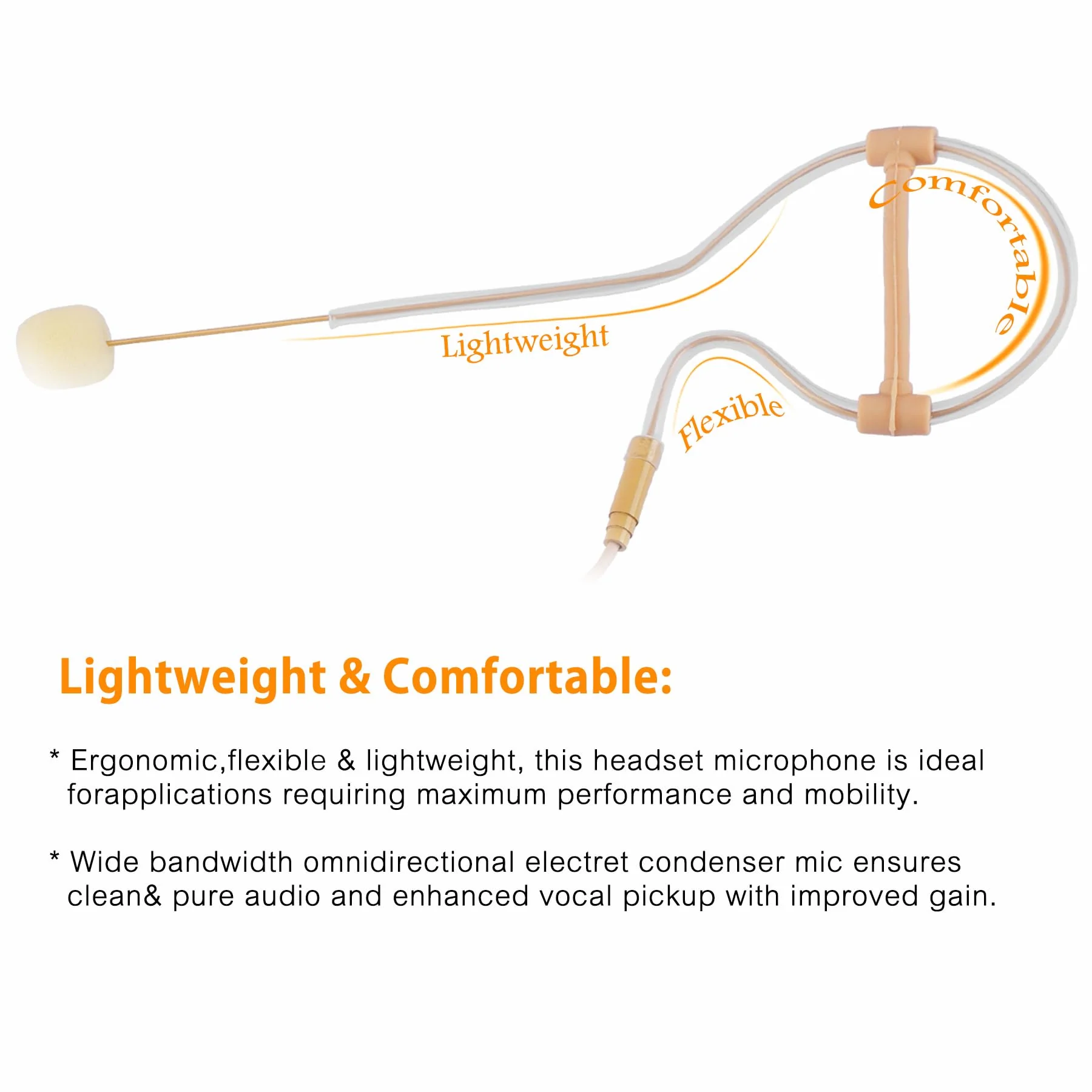 Concealed Single Earhook Headset Microphone Compatible with Sennheiser Wireless Bodypack Transmitter, Omnidirectional Condenser Mic with Windscreen, Ideal for Lectures, Singing 3.5mm Lock Plug - Image 6
