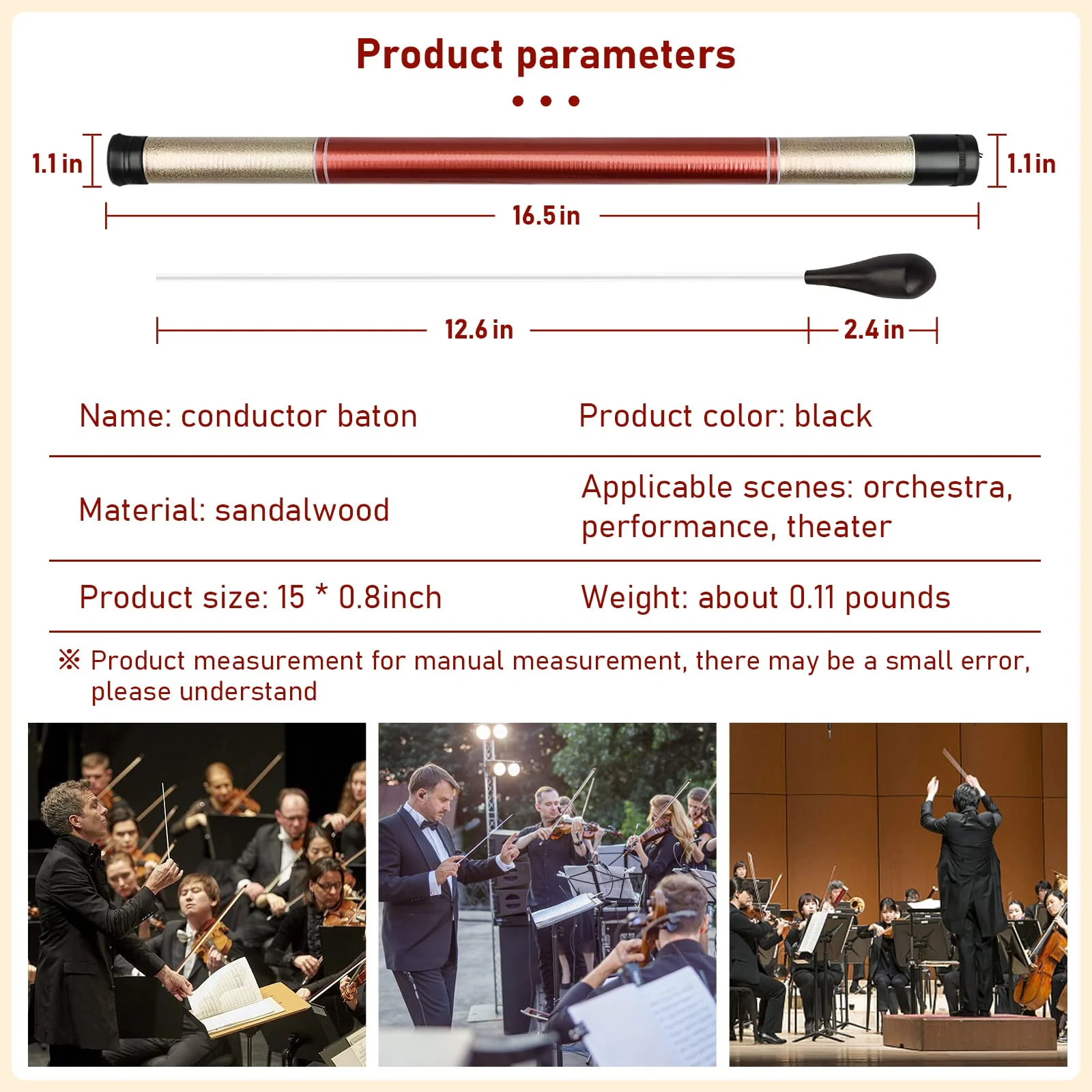 Conducting Baton, Conductor Baton, Music Baton, Orchestra Baton With Storage Cylinder Ebony Handle, Music Baton for Choral Orchestral Concerts (Ebony Handle) - Image 3