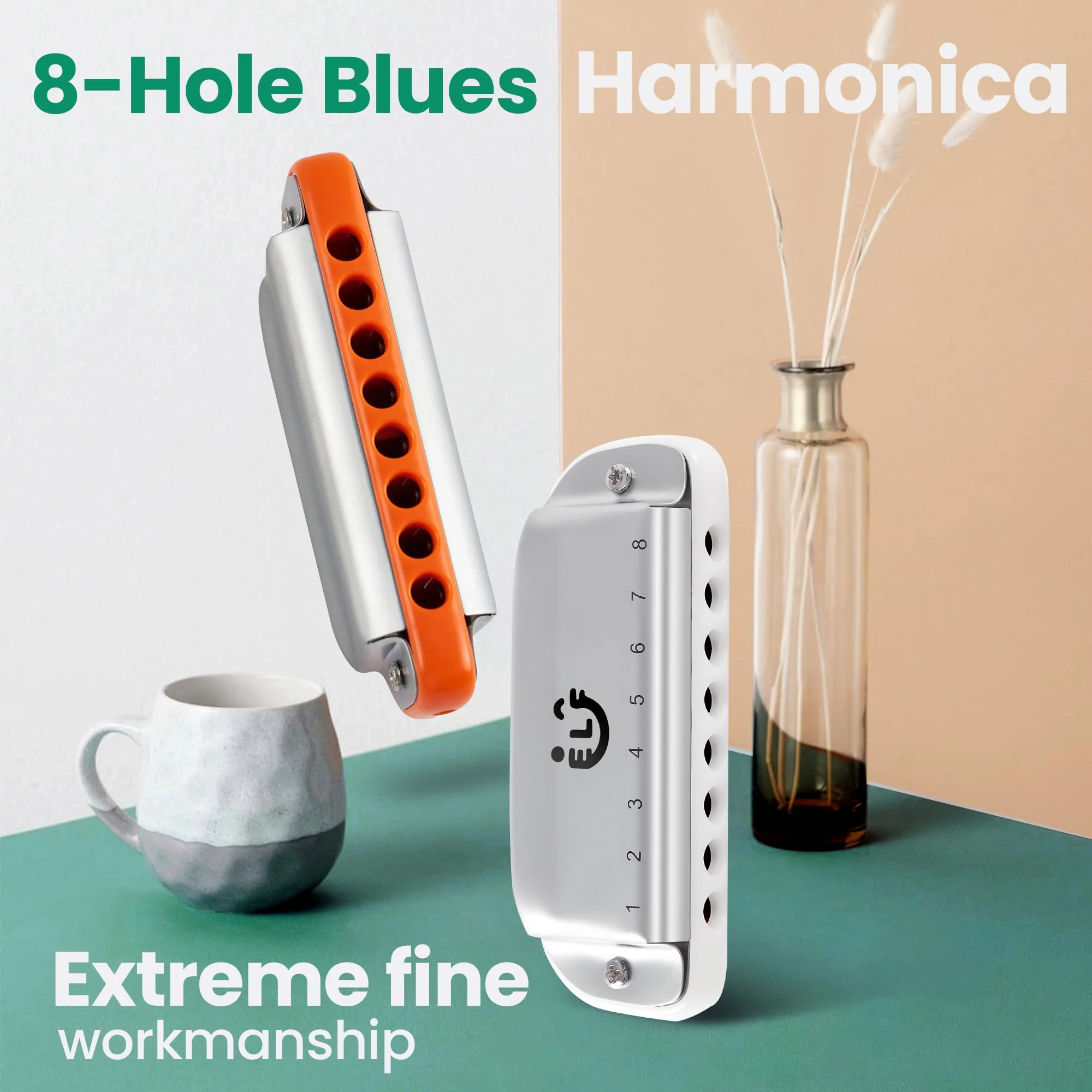 CONJURER 8 Hole Blues Harmonica for Students Adult, C Key Diatonic Harmonica Mouth Organ for Beginners Professionals, with Exquisite Case, Musical Instrument, as a Gift, Orange - Image 6