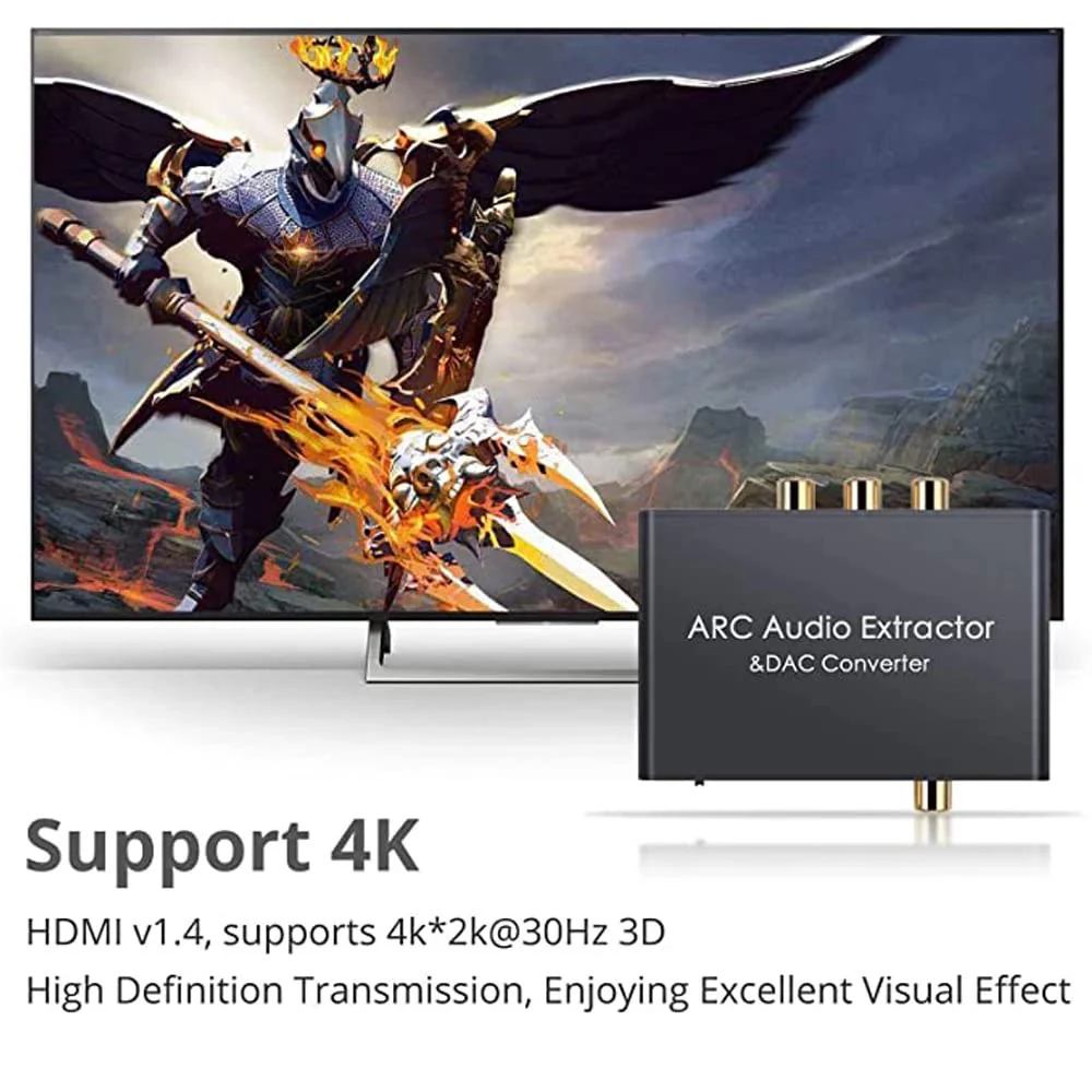 Converter HDTV-Compatible Audio Adapter DAC ARC L/R Coaxial SPDIF Jack Extractor Return Channel 3.5mm Headphone for TV(Cable not Included) - Image 6