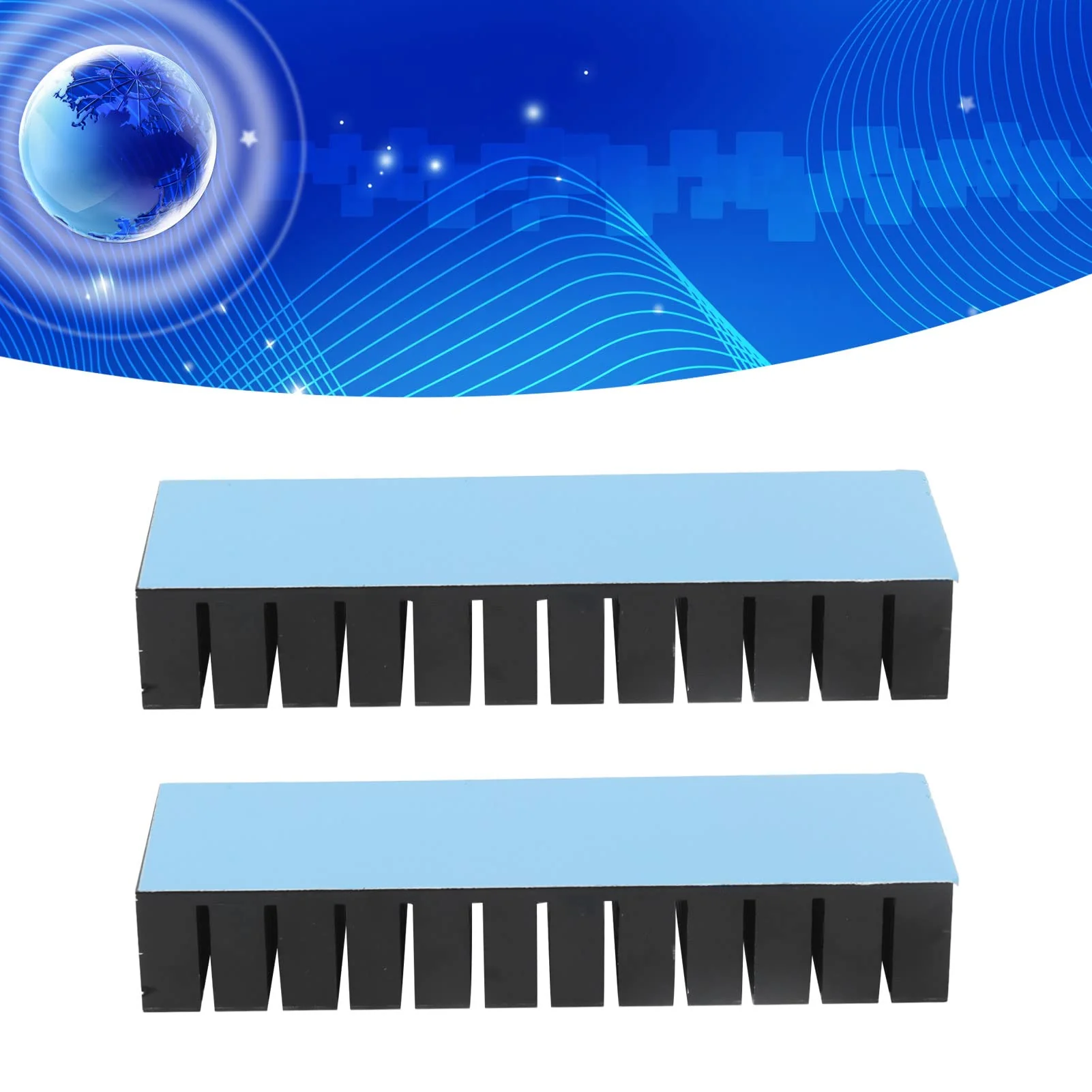 Cooling Fins, Aluminium Heatsink, Pack of 2, Slotted Design, 120 x 40 x 20 mm, High Efficiency for Electronic Components for CPU (with Adhesive) - Image 3