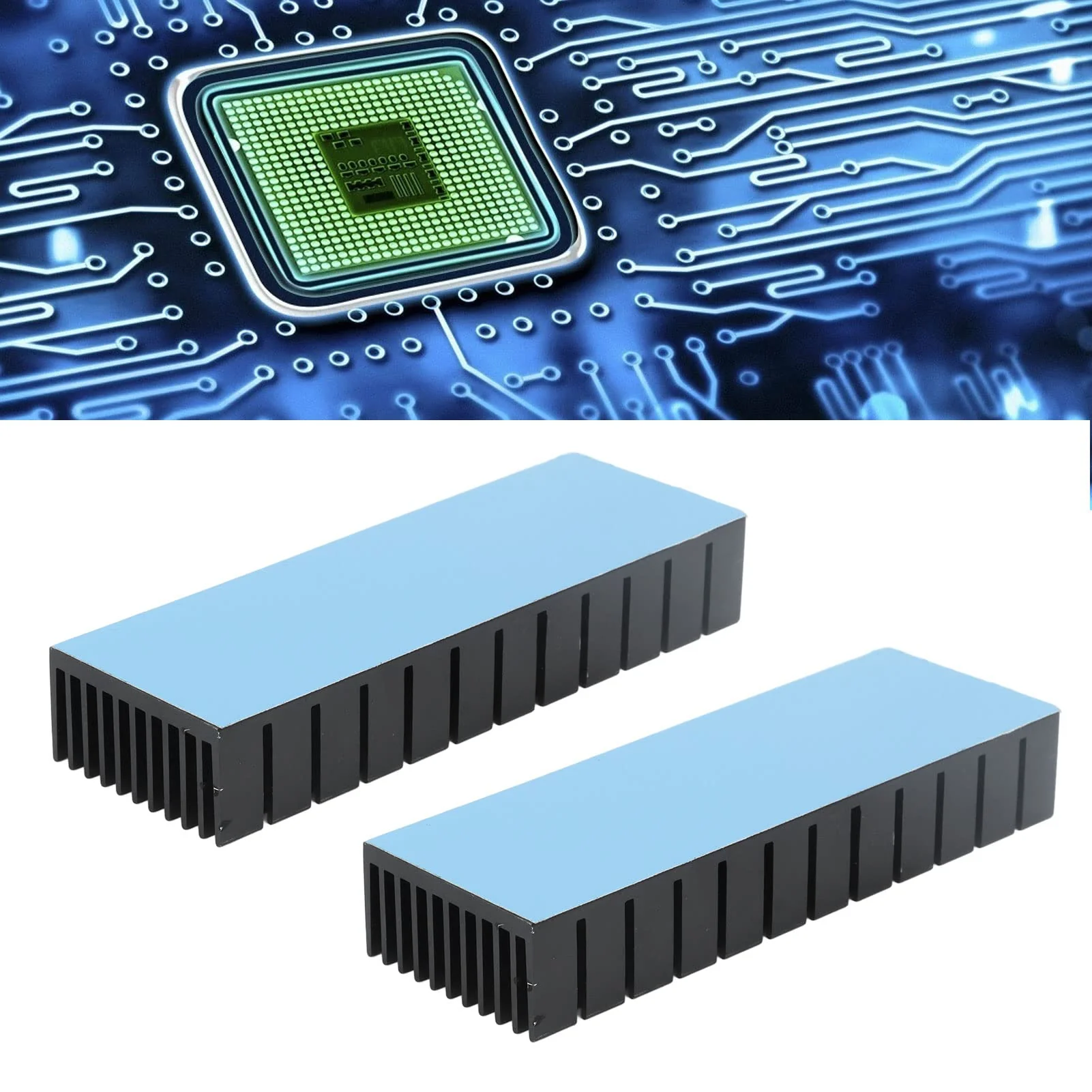 Cooling Fins, Aluminium Heatsink, Pack of 2, Slotted Design, 120 x 40 x 20 mm, High Efficiency for Electronic Components for CPU (with Adhesive) - Image 4