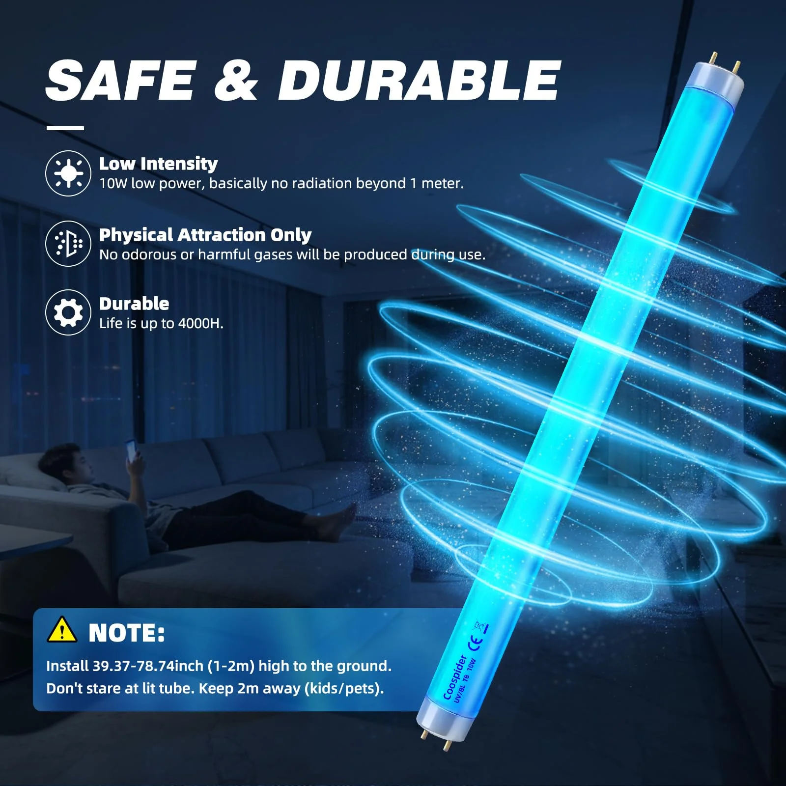 COOSPIDER T8 F10 U/V BL 10W Replacement Light Bulb, CFL Fluorescent Straight Tube, Fluorescent Light for Home/Office, 13 Inch Light Tube for 20W Electric Zapper G13 Base, 10W 6PCS 10w-6-packs - Image 2
