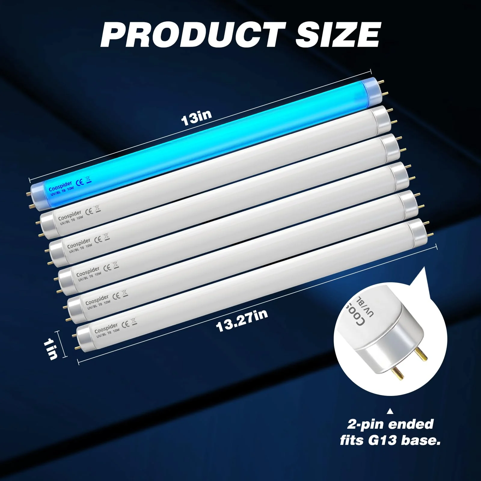 COOSPIDER T8 F10 U/V BL 10W Replacement Light Bulb, CFL Fluorescent Straight Tube, Fluorescent Light for Home/Office, 13 Inch Light Tube for 20W Electric Zapper G13 Base, 10W 6PCS 10w-6-packs - Image 9