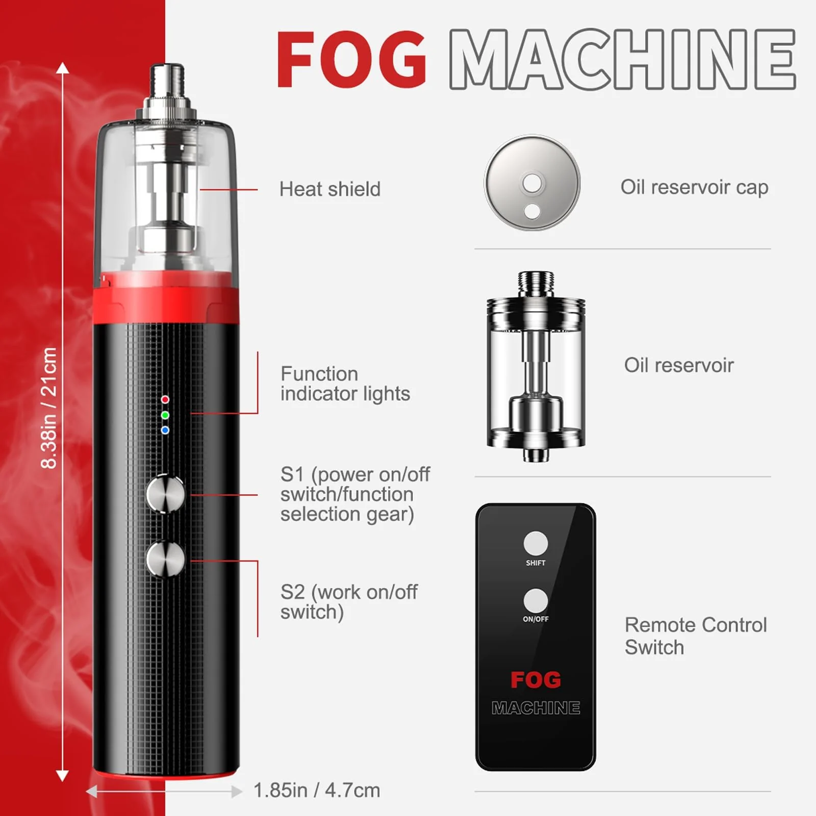 COOWOO Portable Mini Fog Machine, 3 Adjustable Modes, Handheld Fog Machine with Remote Control Fogger for TikTok Live Streaming, Youtube Short Videos, Photography and Parties, Model Smoke L - Image 4