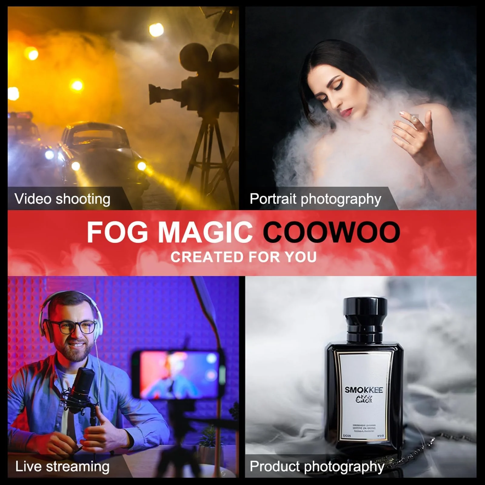 COOWOO Portable Mini Fog Machine, 3 Adjustable Modes, Handheld Fog Machine with Remote Control Fogger for TikTok Live Streaming, Youtube Short Videos, Photography and Parties, Model Smoke L - Image 6
