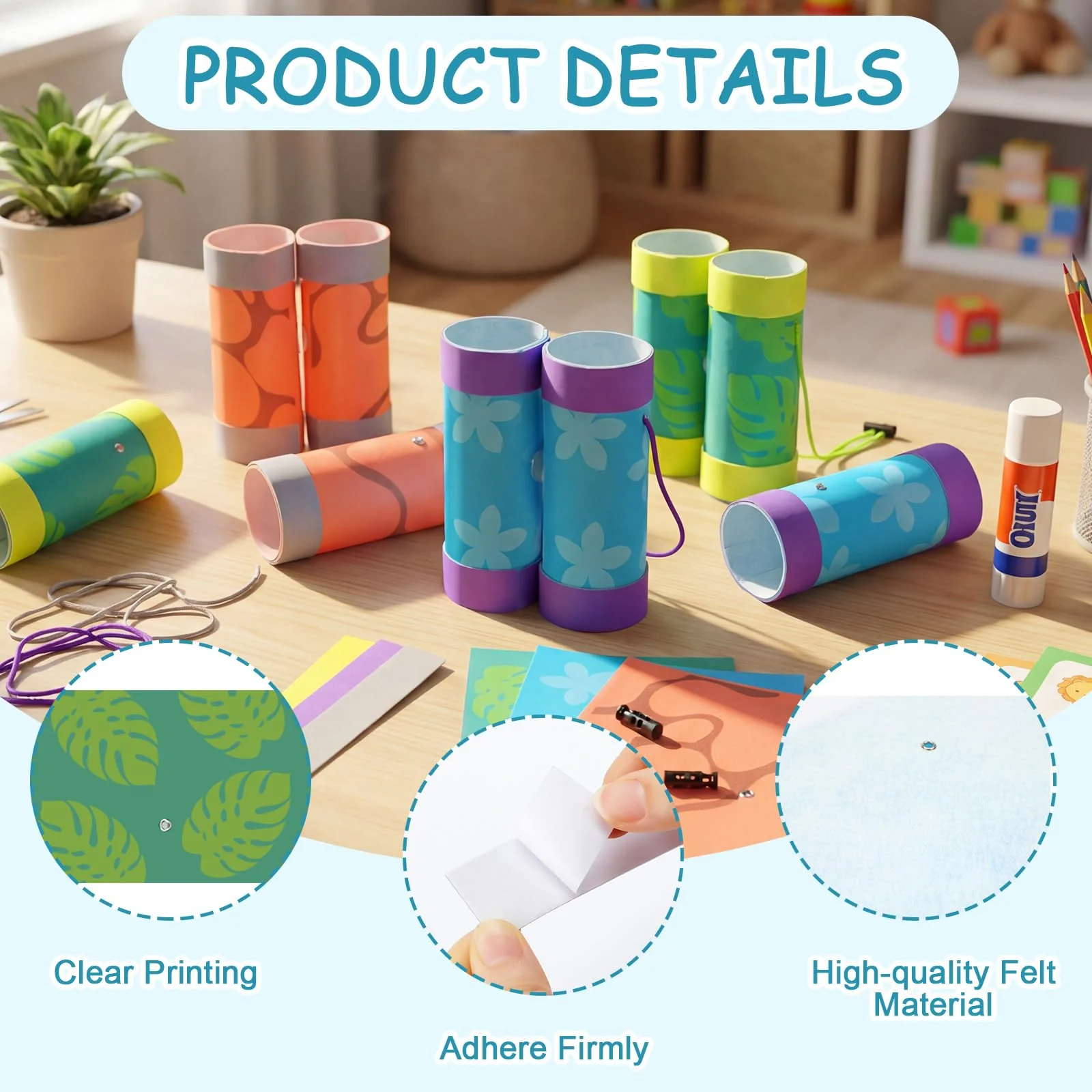 Copkim 24 Pcs Tube Binoculars Crafts Kit, DIY Felt Binoculars Fun Home Activities Vbs Bible Party Supplies Outdoor Holiday Decor - Image 3