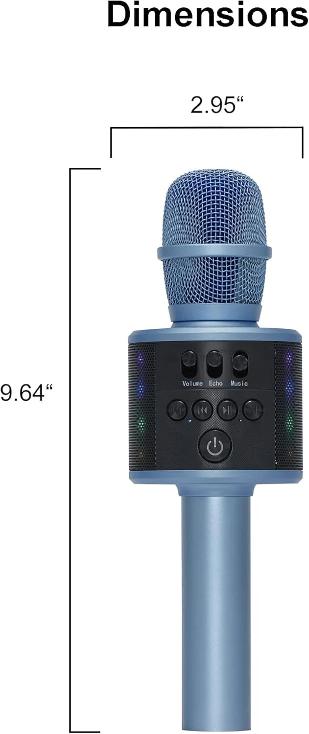 Core Innovations Wireless Bluetooth Karaoke Microphone with Built-in Speakers + HD Recording, Portable Handheld Mic | Blue - Image 2