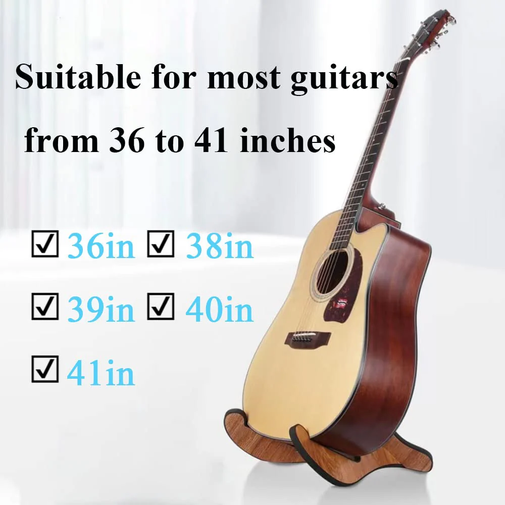 Coret Universal Portable Wooden Guitar Stand, Acoustic and Classical Guitar Stand,Portable Guitar Stand Holder, with Non Slip EVA Padding - Image 3