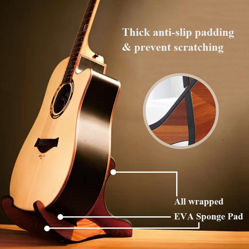 Coret Universal Portable Wooden Guitar Stand, Acoustic and Classical Guitar Stand,Portable Guitar Stand Holder, with Non Slip EVA Padding - Image 5