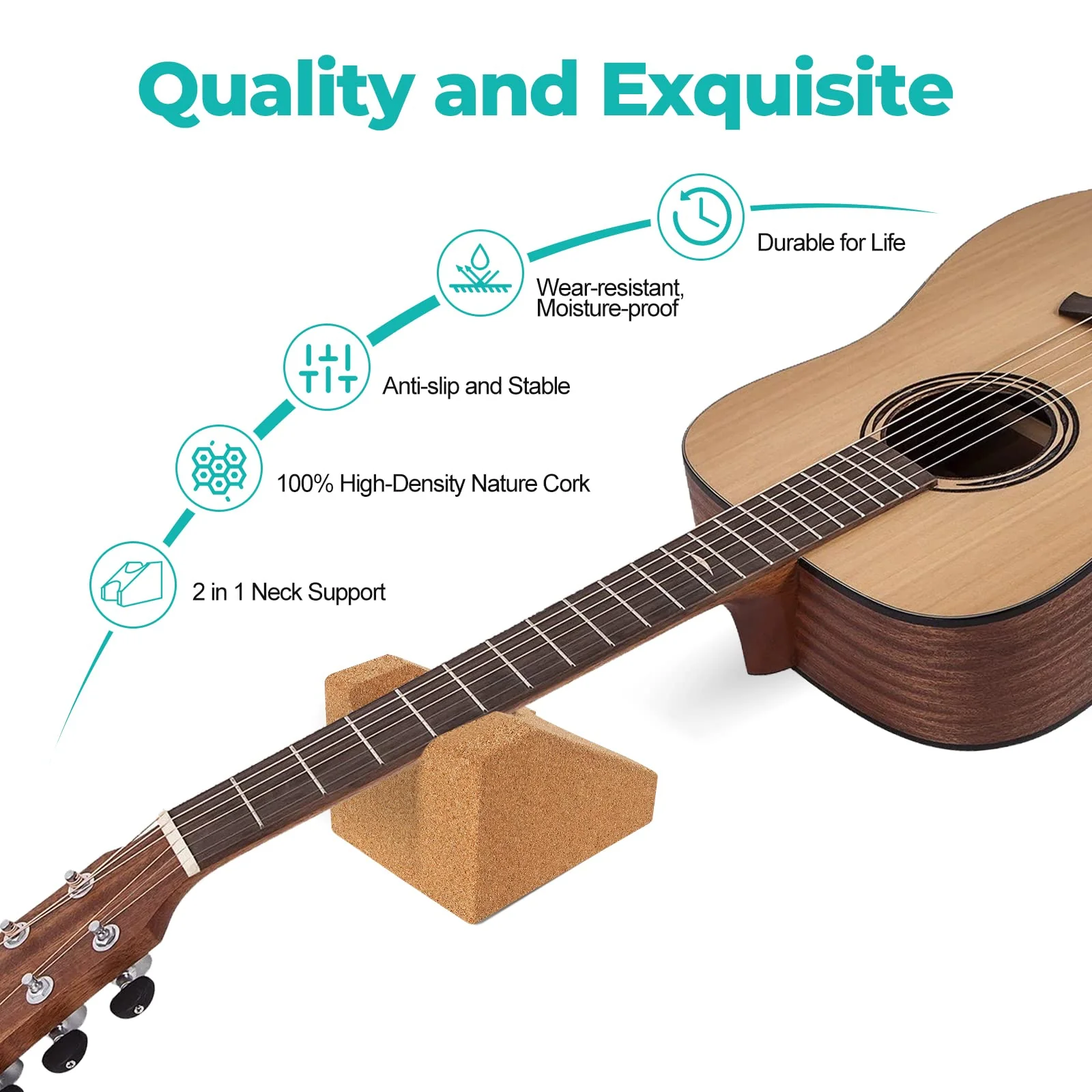 Cork Guitar Neck Rest, Guitar Neck Cradle Support Pillow, Guitar Accessories for Repair, Maintenance, Cleaning, String Instrument Luthier Tool, 100% Natural Cork Die-Cast Cut Granule gold - Image 5