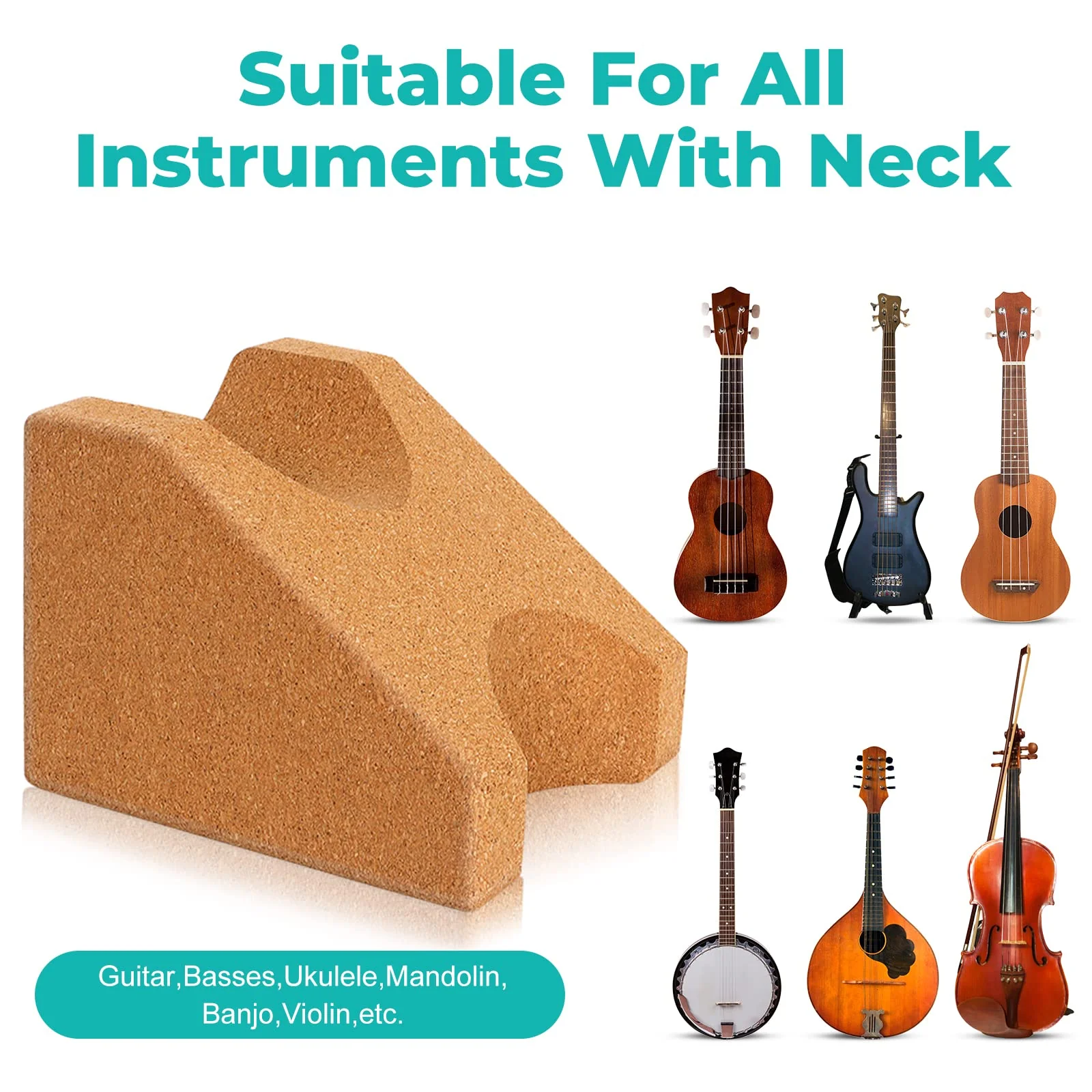 Cork Guitar Neck Rest, Guitar Neck Cradle Support Pillow, Guitar Accessories for Repair, Maintenance, Cleaning, String Instrument Luthier Tool, 100% Natural Cork Die-Cast Cut Granule gold - Image 7