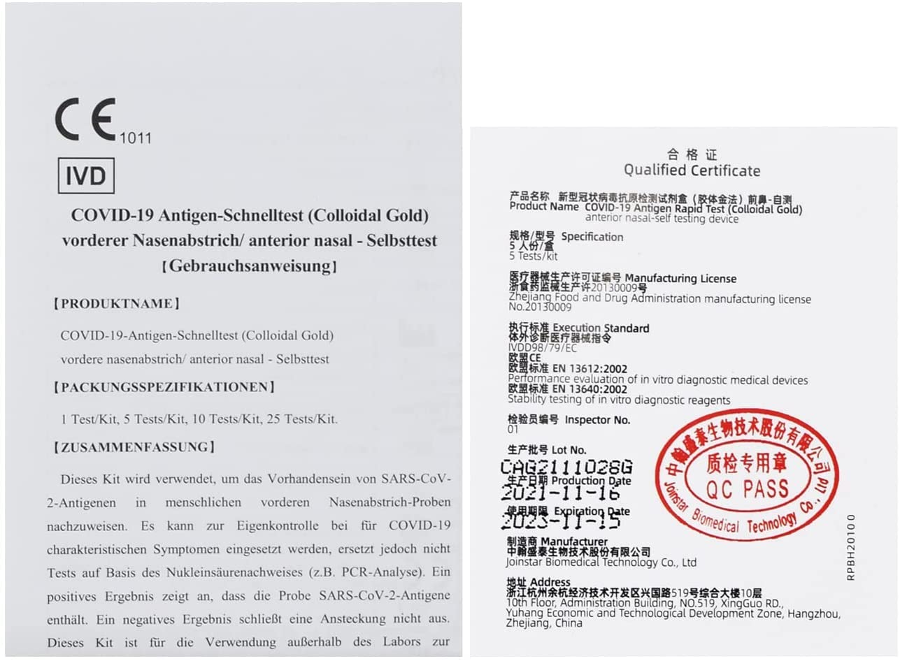 Corona Quick Test Pack of 50 - JOINSTAR Antigen Quick Test Coronavirus (2019-nCoV) - Image 5
