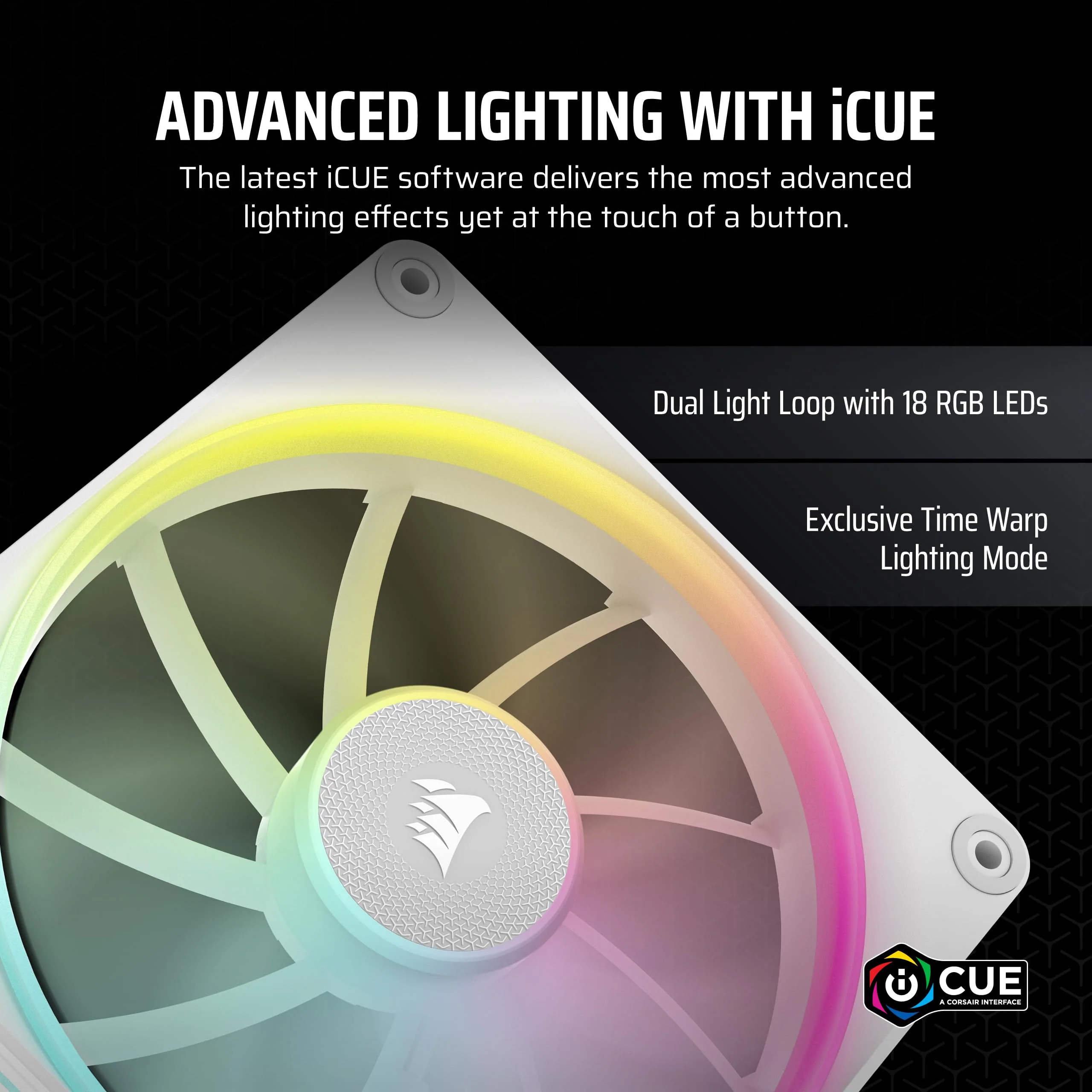 CORSAIR iCUE Link LX140 RGB 140mm PWM Fan Single Pack – Dual Light Loops – Requires iCUE Link System Hub (Sold Separately) – CORSAIR AirGuide Technology – White 1 x 140mm - Image 4